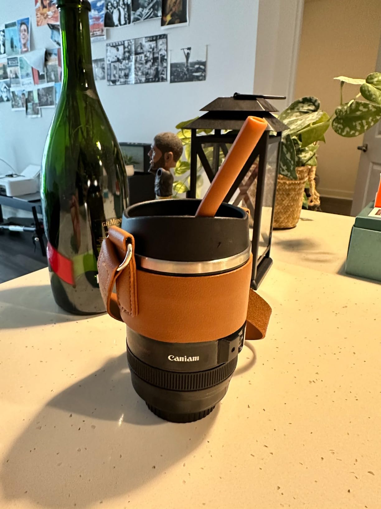 Coffee Mug - Ideal for Photographers & Travelers - Day Gifts, 2 Lids, Cup Holder, Silicone Straw - Stainless Steel Lens Mug Thermos - Gift for Him, Photography, Camera accessories, Novelty Gifts customer photo 1