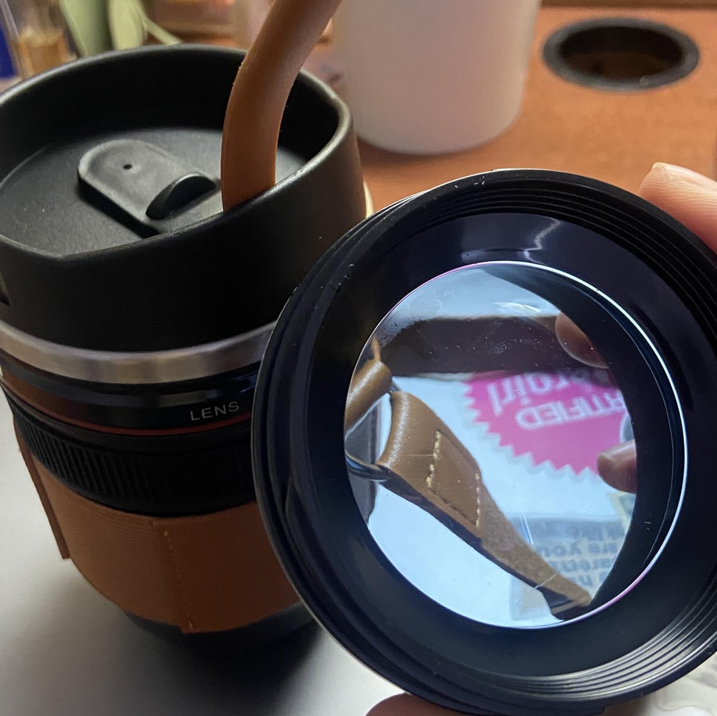 Coffee Mug - Ideal for Photographers & Travelers - Day Gifts, 2 Lids, Cup Holder, Silicone Straw - Stainless Steel Lens Mug Thermos - Gift for Him, Photography, Camera accessories, Novelty Gifts customer photo 2