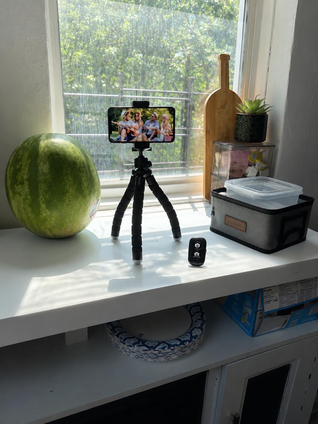 Ubeesize Portable Tripod Stand with Wireless Remote & Clip, Flexible Phone Holder for Video Recording (Blue) customer photo 2