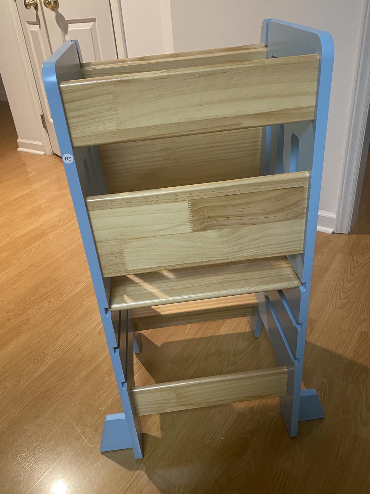 Toddler Tower with Sliding Door - 3 Adjustable Heights - 2026 Design Gray | Non-slip strips on the steps, padded support feet and thick wooden panels make it safe to use in the kitchen and bathroom customer photo 2