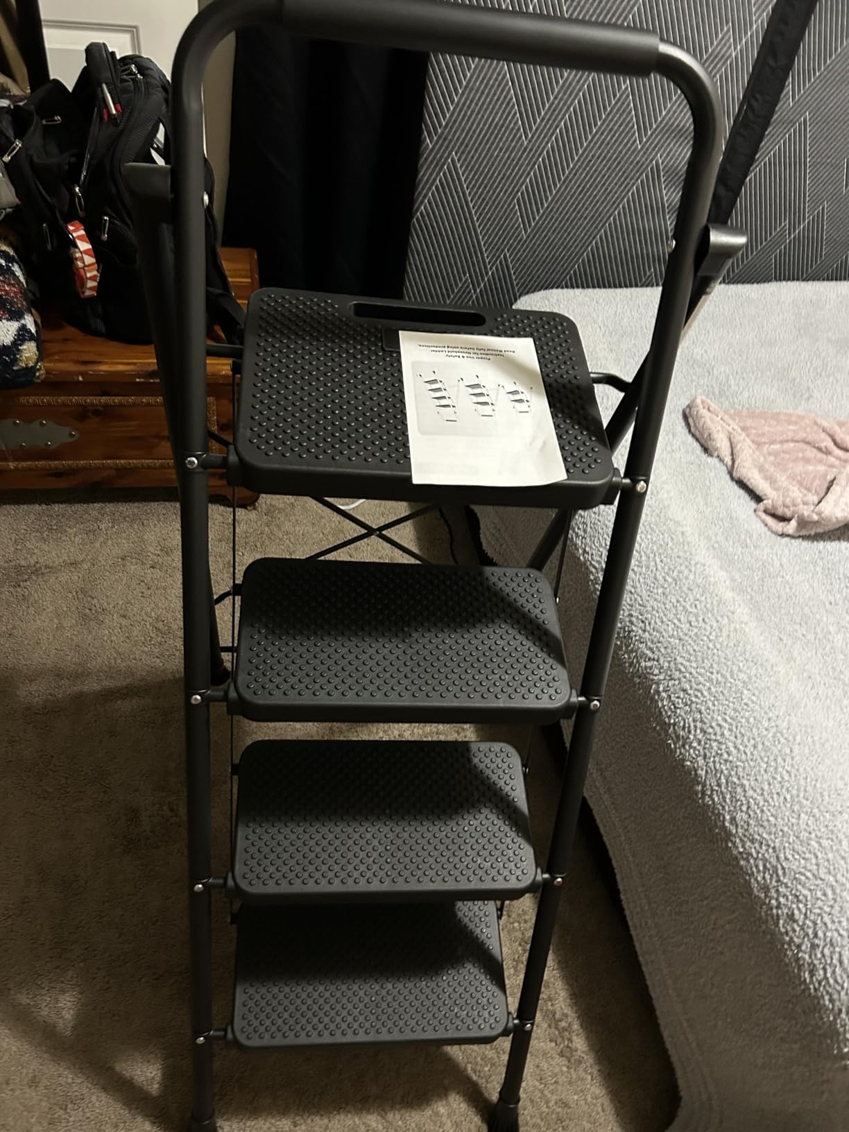 4 Steps Ladder with Wheels, Industrial & Warehouse Step Ladder, Rolling Steps Ladder with Vinyl Stair Edge Protector, 23.6IN Wide, 39.4IN top Step Height, 445LBs Capacity customer photo 1