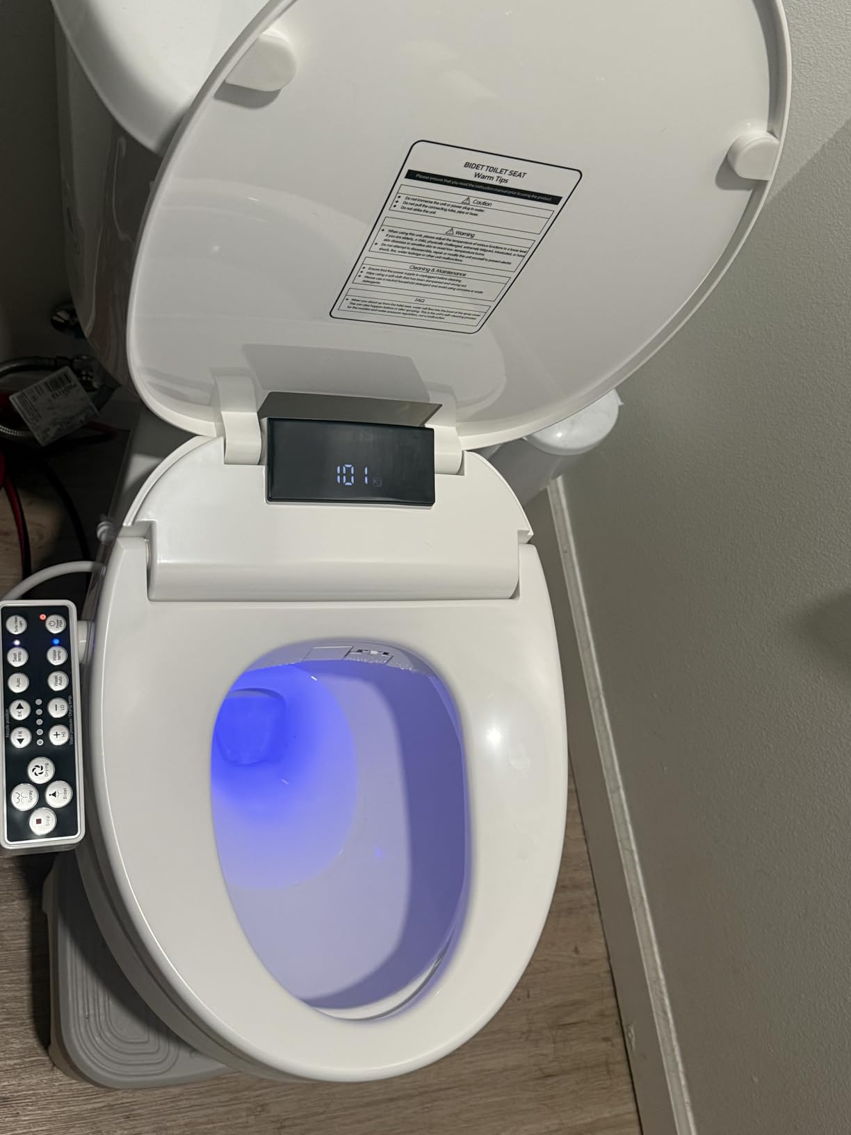 XCQQ Electric Heated Bidet Toilet Seat, Elongated, S9BL | Fixed Panel Control, Instant Warm Water, Heated Seat, Warm Air Drying, Slow Close Lid, LED Display, Nightlight customer photo 2