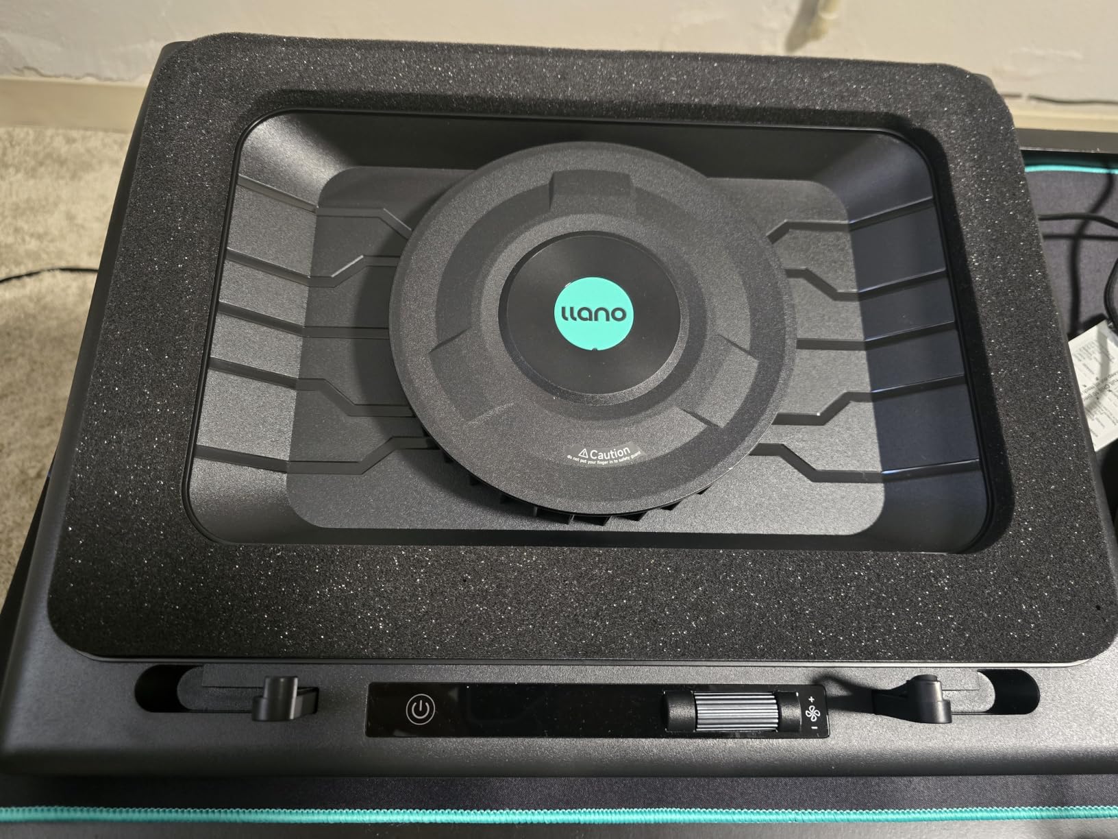 llano V12 Laptop Cooling Pad, Gaming Laptop Cooler Stand | 5.5in Turbofan, Airtight Pressure Chamber, Adjustable Speed, Touch Control, 3-Port Hub, for Laptop 15.6-19in, Black (No RGB) customer photo 1