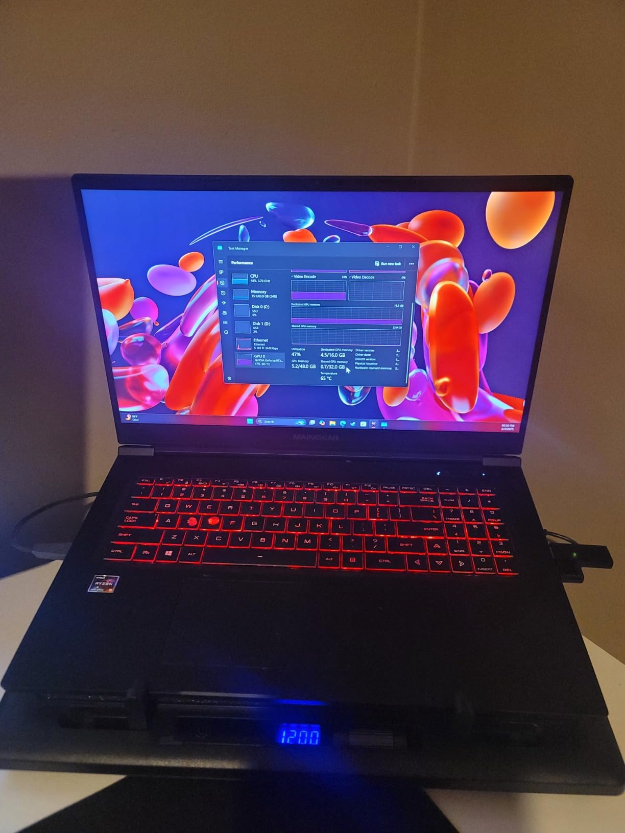 llano V12 Laptop Cooling Pad, Gaming Laptop Cooler Stand | 5.5in Turbofan, Airtight Pressure Chamber, Adjustable Speed, Touch Control, 3-Port Hub, for Laptop 15.6-19in, Black (No RGB) customer photo 2