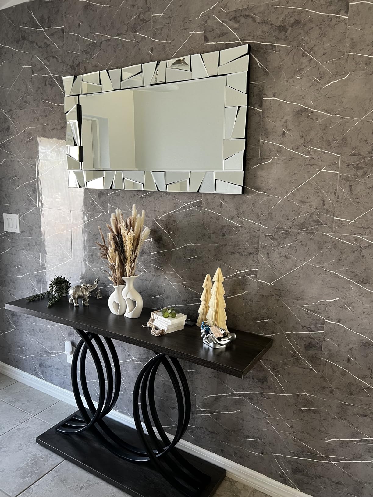 Large Living Room Mirror for Decor, 44'' x 24'' Modern Decorative Wall Mirrors with Uneven Glass Frame, Rectangle Elegant Mirror with Glass Beveled Edge for Entryway, Dining Room, Bedroom customer photo 2