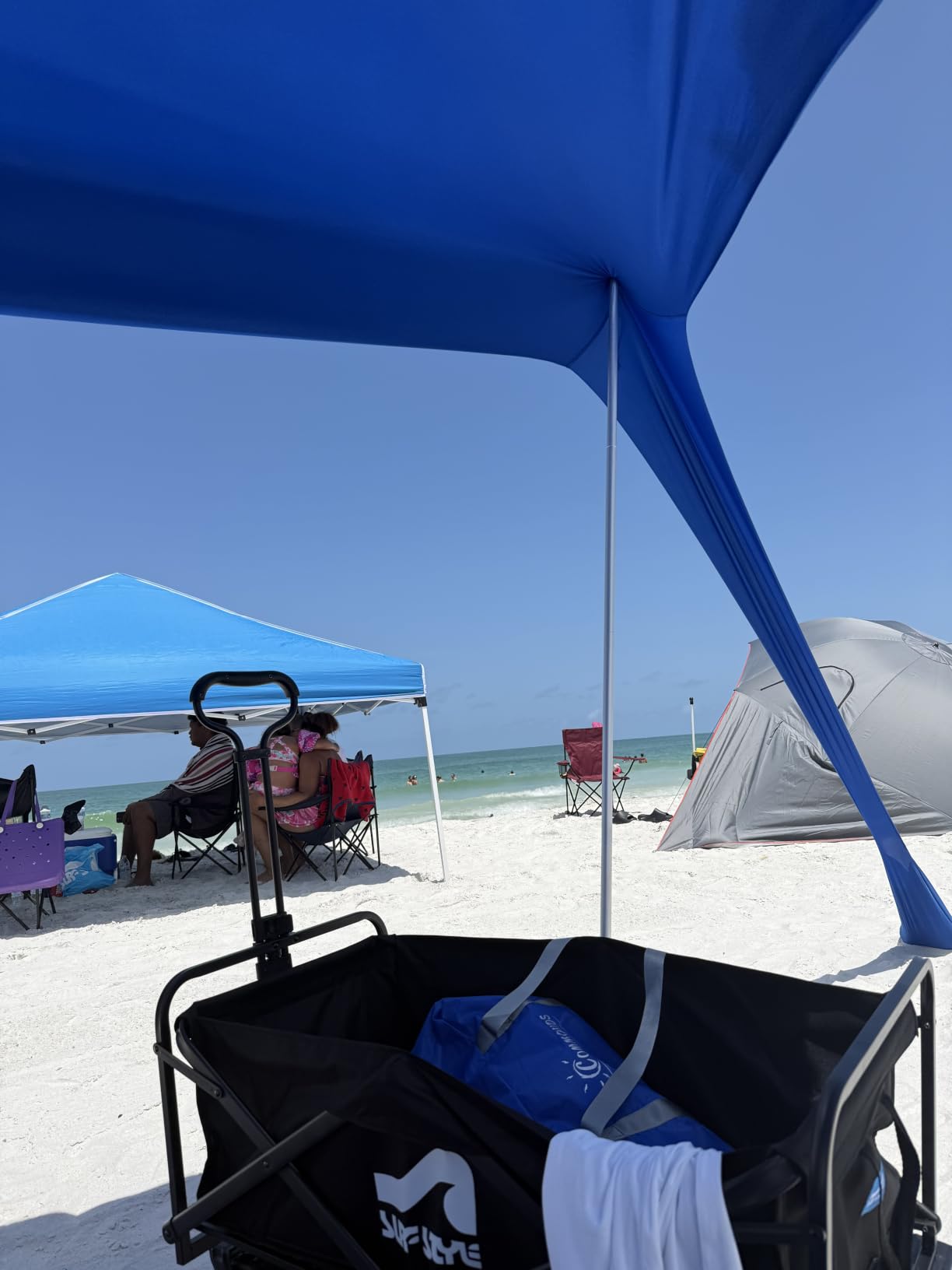 Beach Tent Sun Shelter - UPF50+ Pop Up Beach Canopy with Sandbags & Sand Shovel & Windproof Poles, Portable Sun Shade for Beach, Camping, Picnics, Backyard customer photo 1