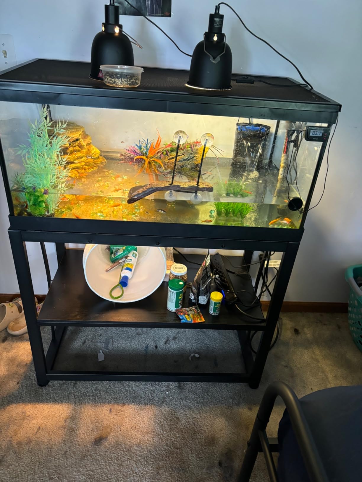 VOWNER 55-75 Gallon Fish Tank Stand, Metal Aquarium Stand, Black | 48.4