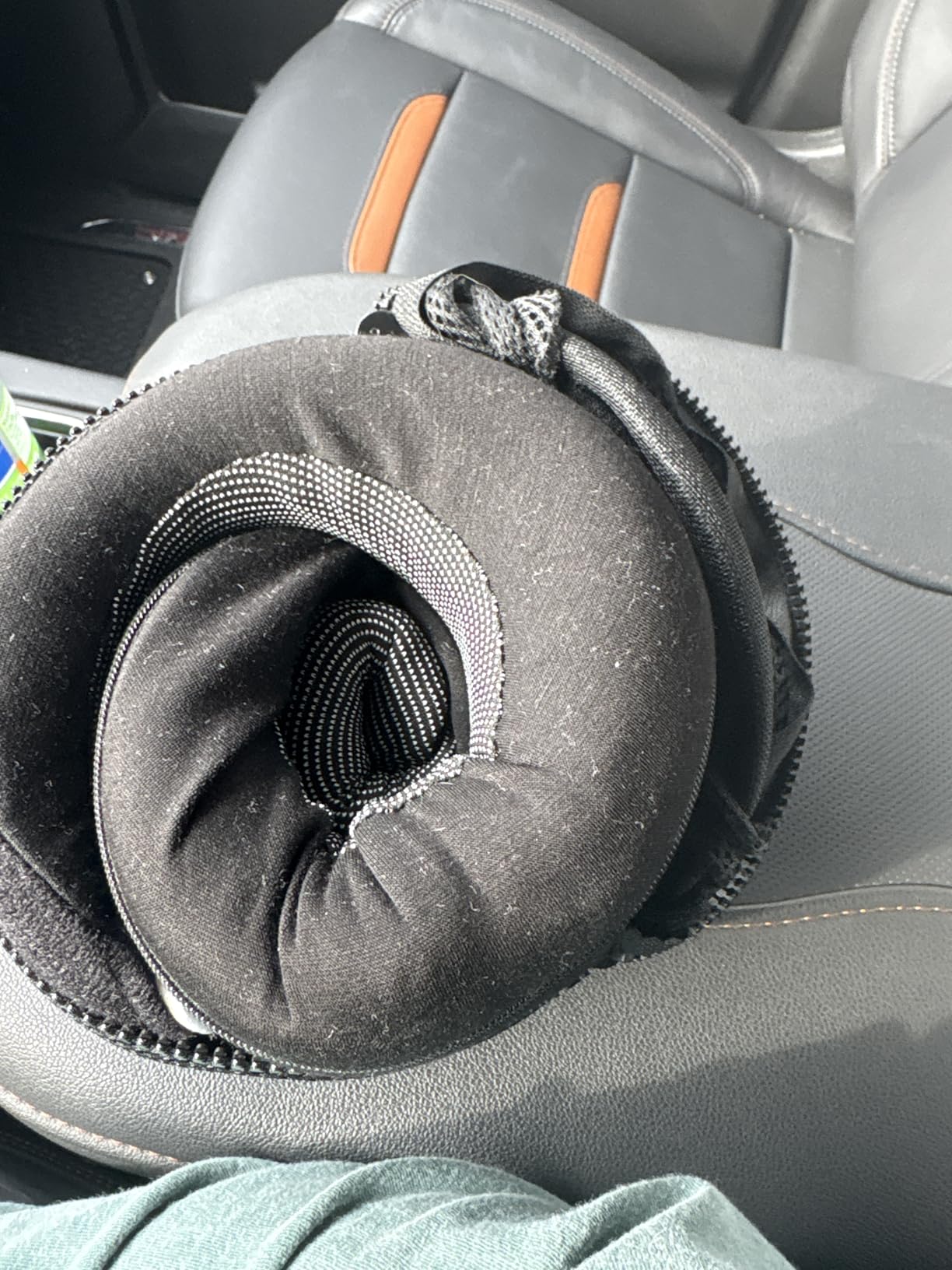 Travel Pillow, 100% Memory Foam Airplane Neck Pillow, Dark Grey | Sleeping Support Pillow for Adults, Car Travel Essentials Kit with 3D Contoured Eye Mask, Earplugs and Mesh Bag customer photo 1