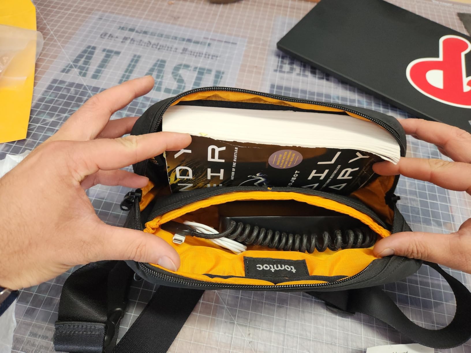 tomtoc 1.5L Sling Bag with RFID Blocking, Crossbody Bag Minimalist Chest Shoulder Pack for Men and Women, Water-resistant Lightweight Casual Waist Fanny Pack for Travel, Daily Use customer photo 2