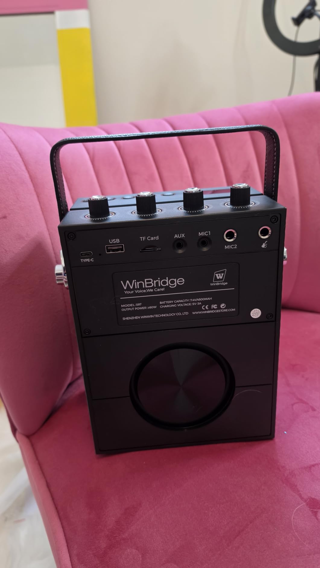 WinBridge S97 60W Powerful Voice Amplifier with Dual Wireless Microphones | Speaker Mic Set, PA System for Teachers, Karaoke & Event, Guitar Input, 4 Sound Effects, Bluetooth Audio/USB/TF/AUX Playback customer photo 2
