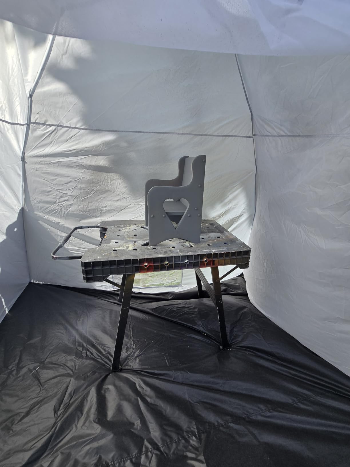 Portable Paint Booth Tent, Siebwin Extra Large 10(L) x6(W) x6.5(H) ft Spray Paint Tent with Built-in Floor & Mesh Screen & Windproof Hooks for Furniture DIY Hobby Tool Spray Paint Shelter, Gray customer photo 1