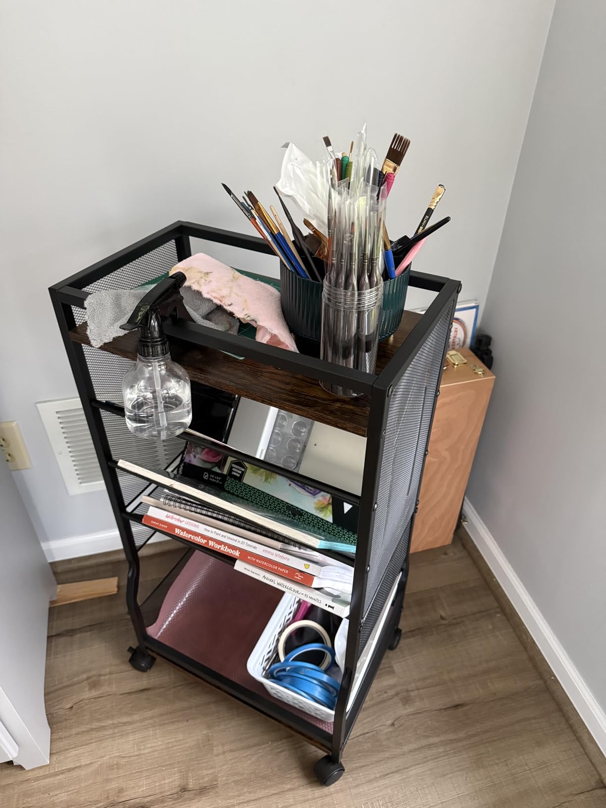 DAOUTIME 8 Tier Rolling Book Cart with Wheels, Mobile Book Storage Cart with 2 Sides Access Bookcase for Narrow Space, Rolling File Organizers and Storage for Home Office Living Room Classroom School customer photo 2
