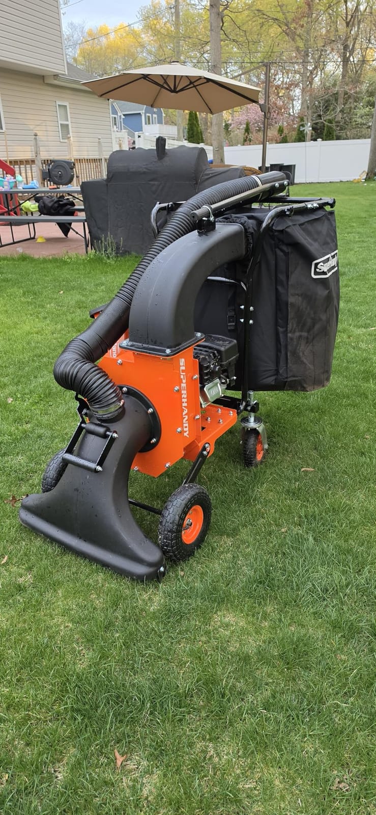 SuperHandy Leaf Vacuum & Wood Chipper - 7 HP 209CC Gas Engine, 10:1 Mulch Ratio, 6 Bushel Bag Capacity, Castor Wheels, Dual Function: Walk-Behind Leaf Vacuum Mulcher & Wood Chipper customer photo 2