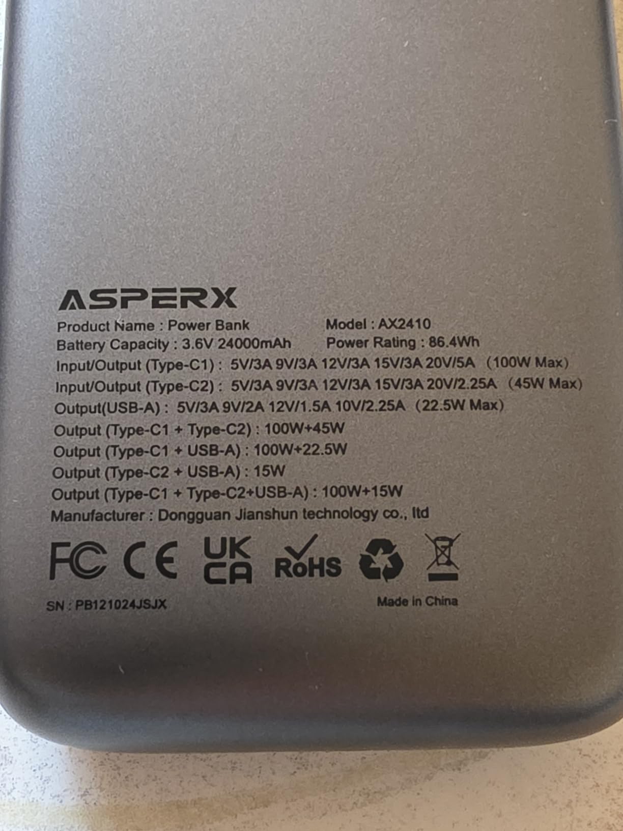 AsperX Laptop Power Bank, 25,000mAh 140W PD 3.1 Fast Charging USB C | TFT Display Portable Charger Battery Pack(92.5Wh) for MacBook Pro/iPhone 17/Dell XPS/Galaxy S25/iPad/HP (Flight-Approved) customer photo 1