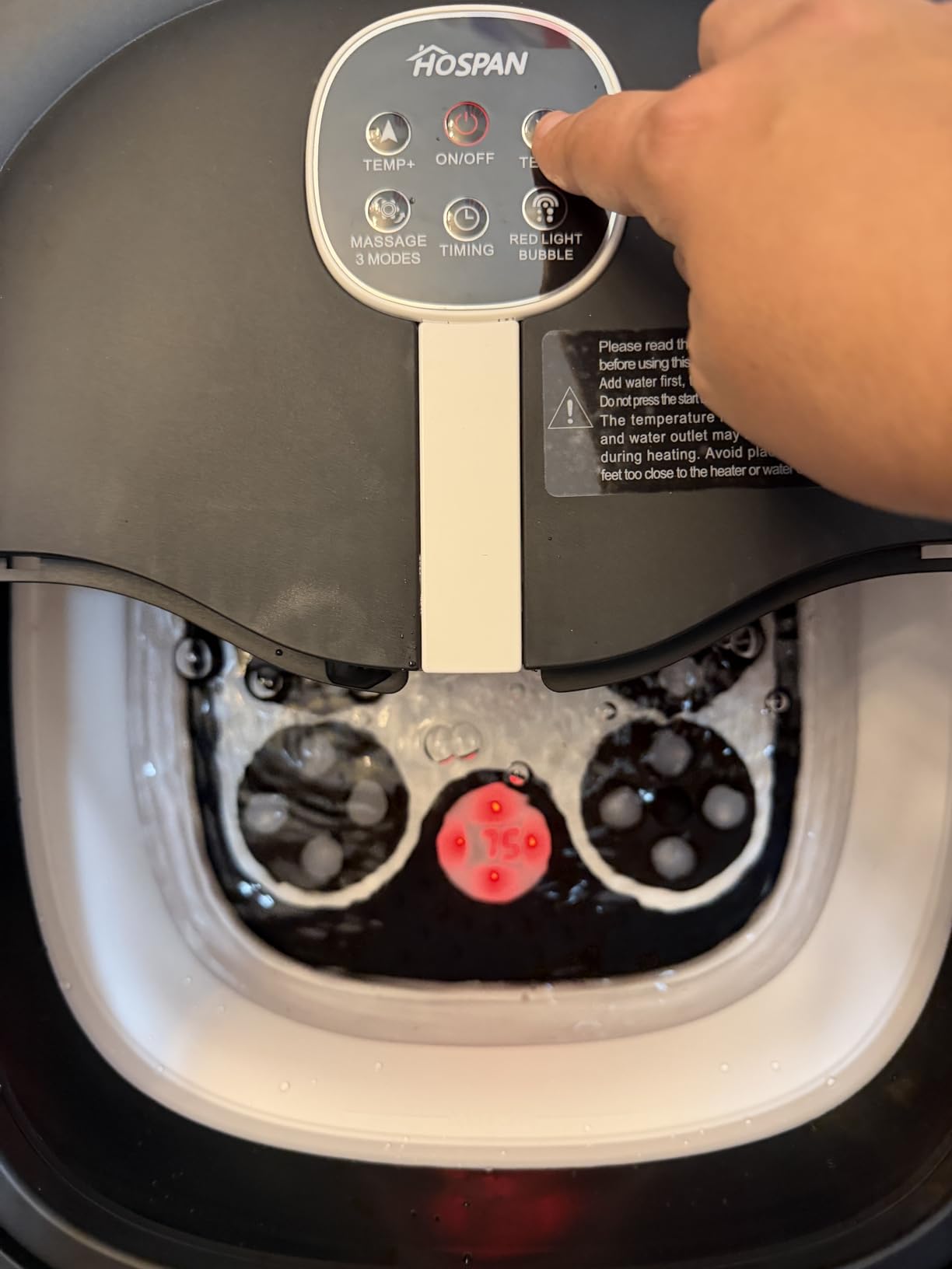 HOSPAN Collapsible Foot Spa Electric Rotary Massage, Foot Bath with Heat, Bubble, Remote, and 24 Motorized Shiatsu Massage Balls. Pedicure Foot Spa for Feet Stress Relief - FS02A customer photo 1