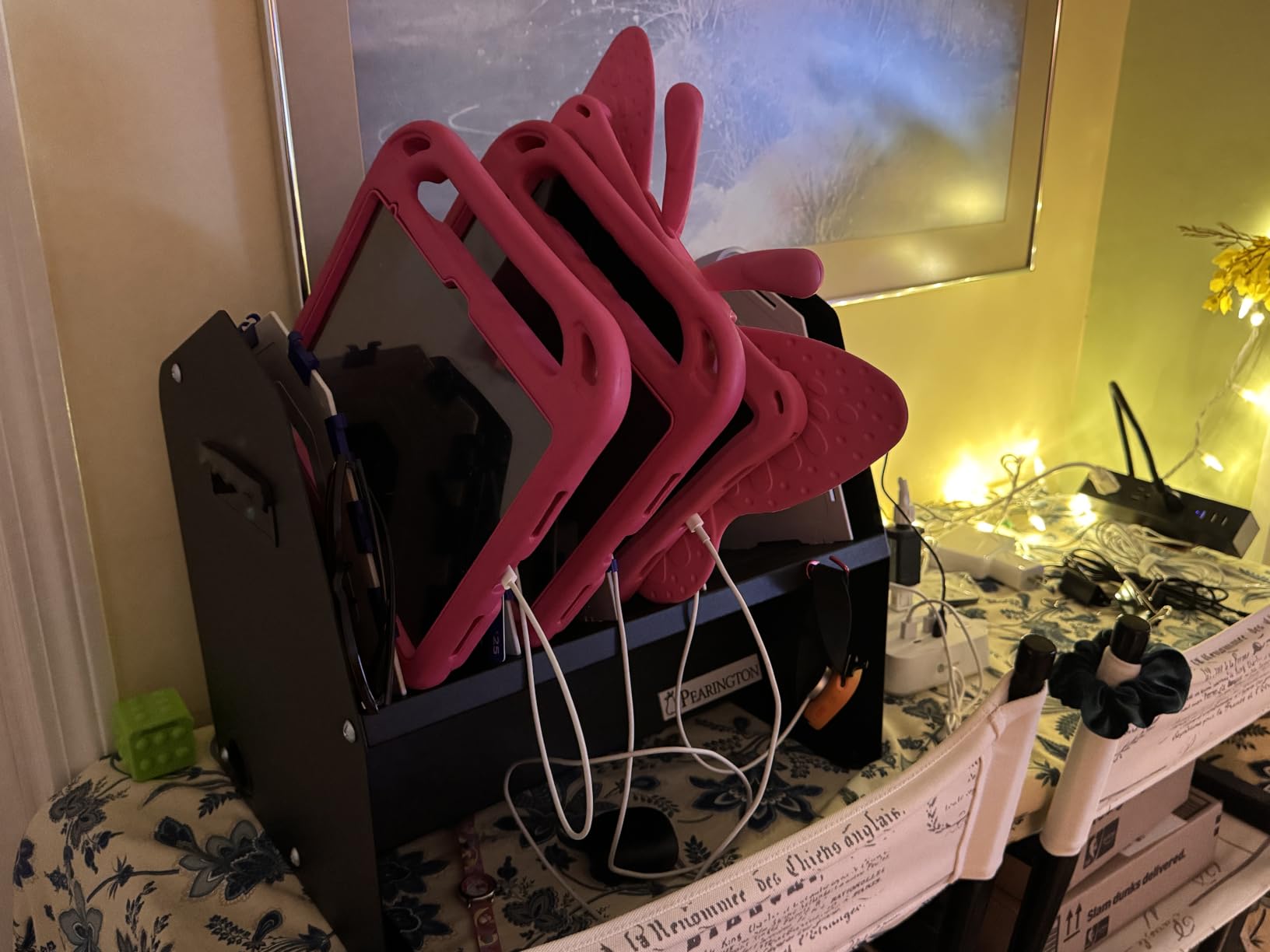 Pearington 10-Device USB Laptop Charging Station for Classroom, Home, or Office, Includes 6 AC Outlets & 4 USB Ports, Store Laptops, Tablets & E-Readers up to 1.4