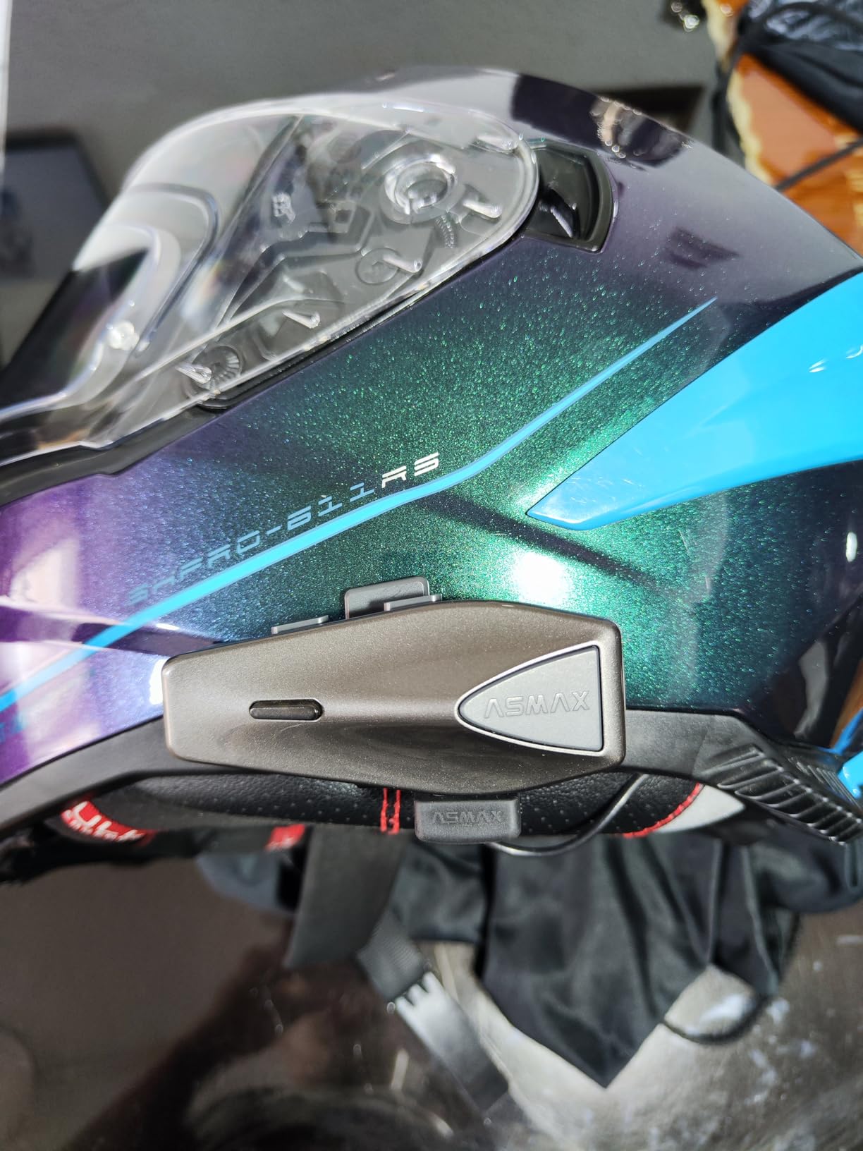 ASMAX S1 Motorcycle Bluetooth Headset with Smart Voice Control, 2 Pack | 8-Rider Mesh Helmet Intercom, ENC Noise Cancellation, Bluetooth 5.4, OTA Update, EQ Modes, Music Share, IPX7 Waterproof, FM customer photo 1