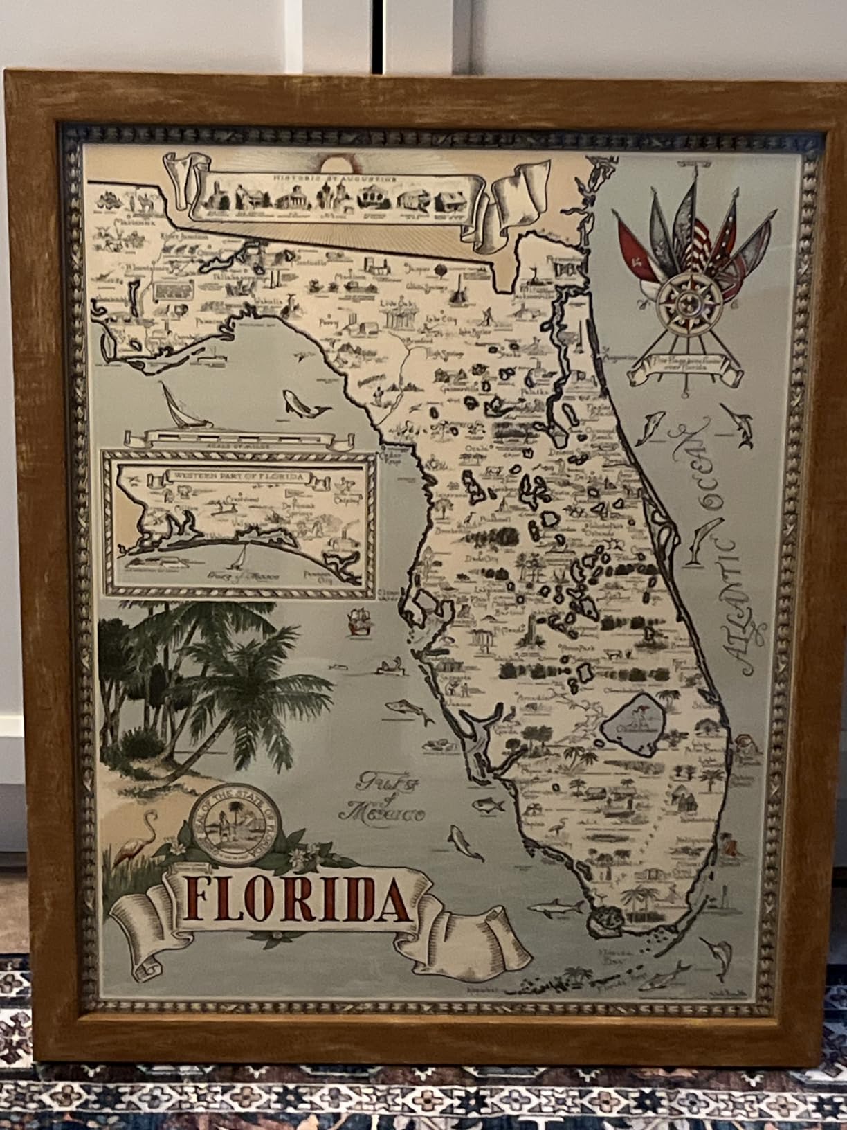 Poster Master Vintage Monumental Map of Florence Print - Retro Travel Poster - Italy Art - Great Gift for Travel Lover - Decor for Bedroom, Living Room - 11x14 Brown Framed customer photo 2