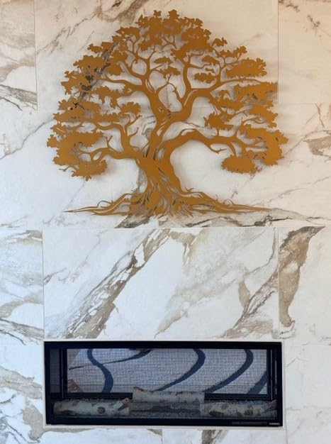 Flyoak Tree of Life Wall Art - Metal Tree Wall Decor, Large Round Outdoor Hangings for Living Room, Bedroom Office (Black, 35x30in|90x76cm) customer photo 1