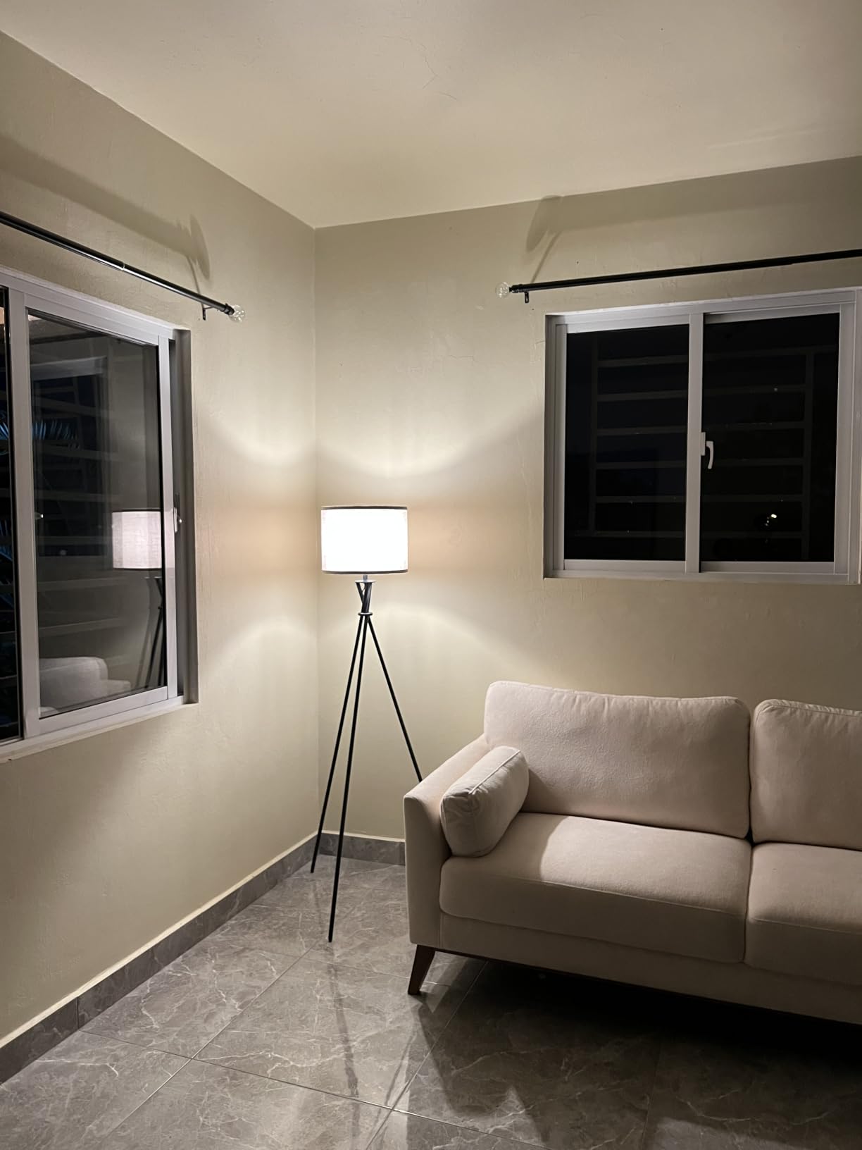 Floor Lamps for Living Room, 61'' Tripod Floor Lamps with Rotary Switch, Black Floor Lamp with Beige Shade, Simple Design, Modern Standing Lamp for Living Room, Tall Lamp for Bedroom, Home Decor customer photo 2