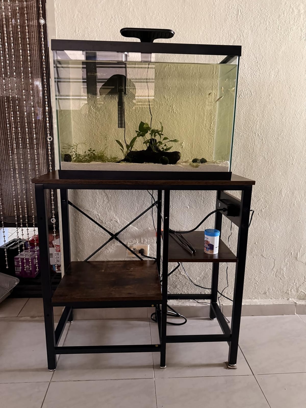 Bestier 55-75 Gallon Fish Tank Stand with Power Outlet, Rustic Brown, 49x13 | 6-Leg Steel Frame, 3-Tier Adjustable Shelves for Filters Storage, 700Lbs Capacity, 5-In-1 Power Outlet, 4 Leveling Feet customer photo 1