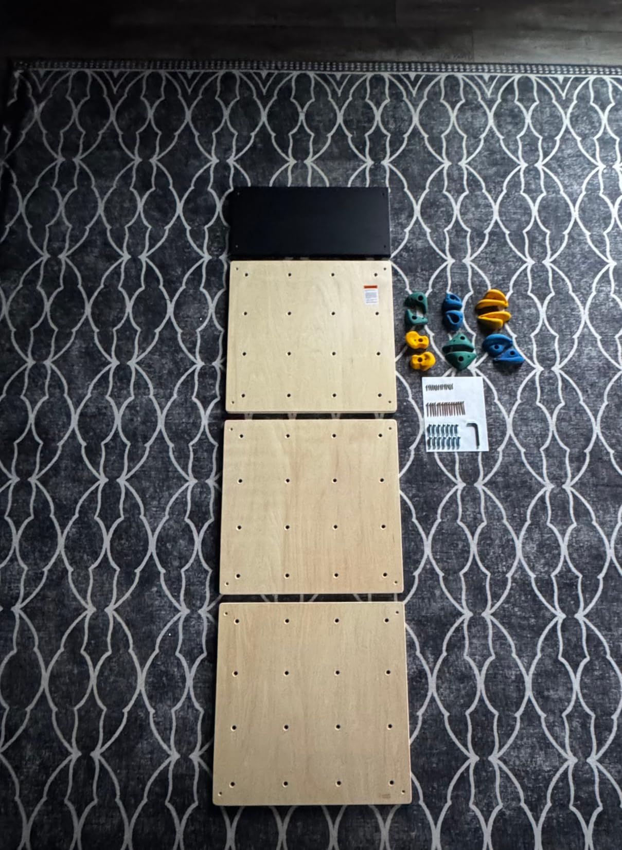 ComfyBumpy Rock Climbing Wall for Kids | Indoor Playground Play Gym Set with Drawing Blackboard & 12 Non-Slip Holds | Durable Wooden Climber for Ages 3+ | 132 lbs Capacity | Easy Assembly customer photo 2