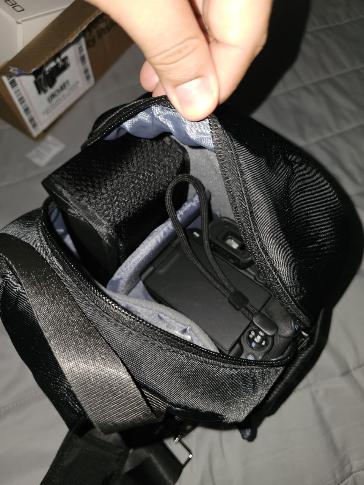 K&F CONCEPT Camera Sling Bag, Compact Photography Bag for DSLR Mirrorless | Lightweight Fabric, with Tripod Holder, Quick Access & Custom Dividers customer photo 1