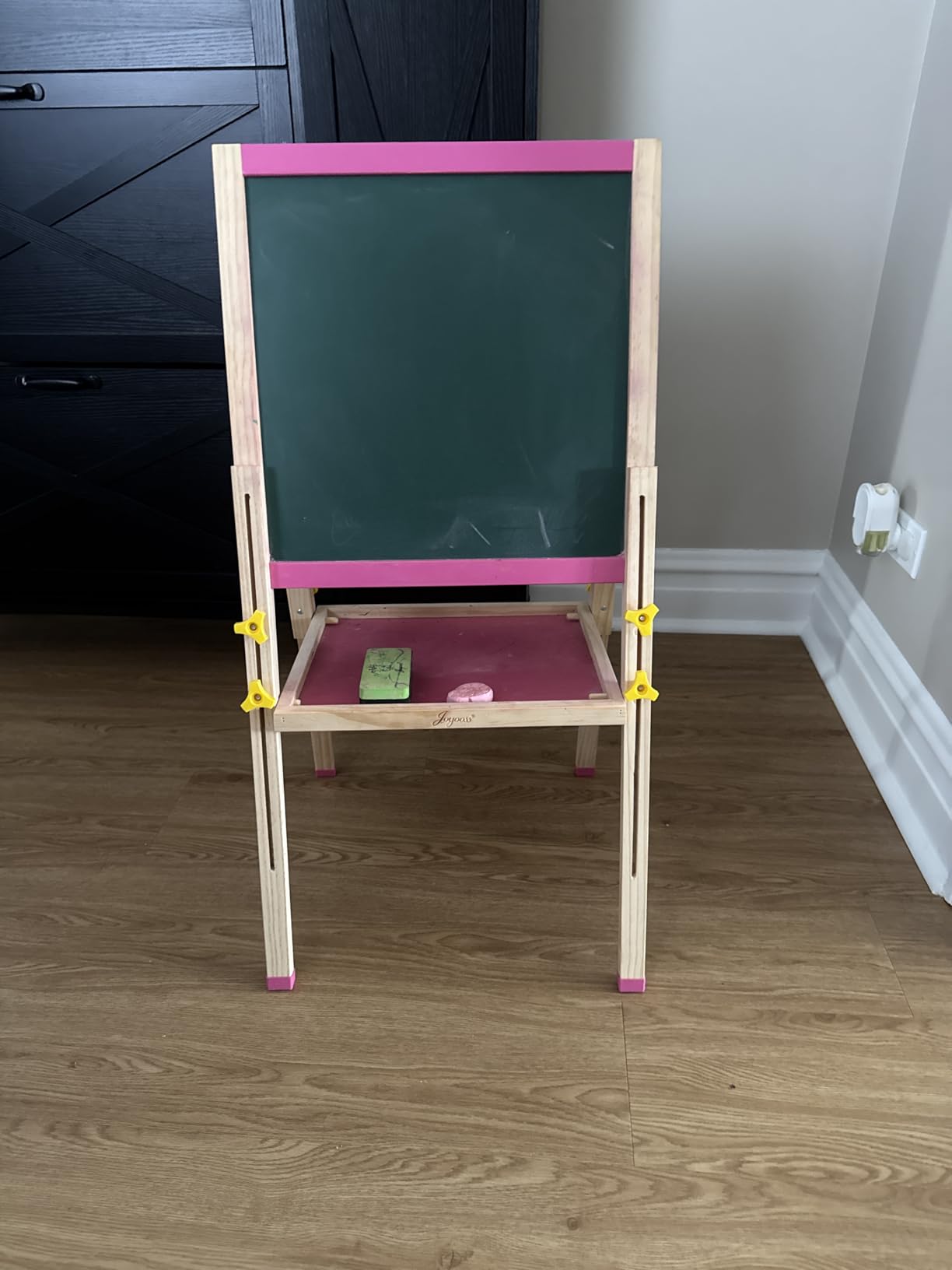 JOYOOSS Easel for Kids Art Easel Toddlers Easels with Paper Roll | Ages 4-8 Art Kids Easels Adjustable Wooden Magnetic Whiteboard Chalkboard for Kid Dry Erase Board customer photo 2