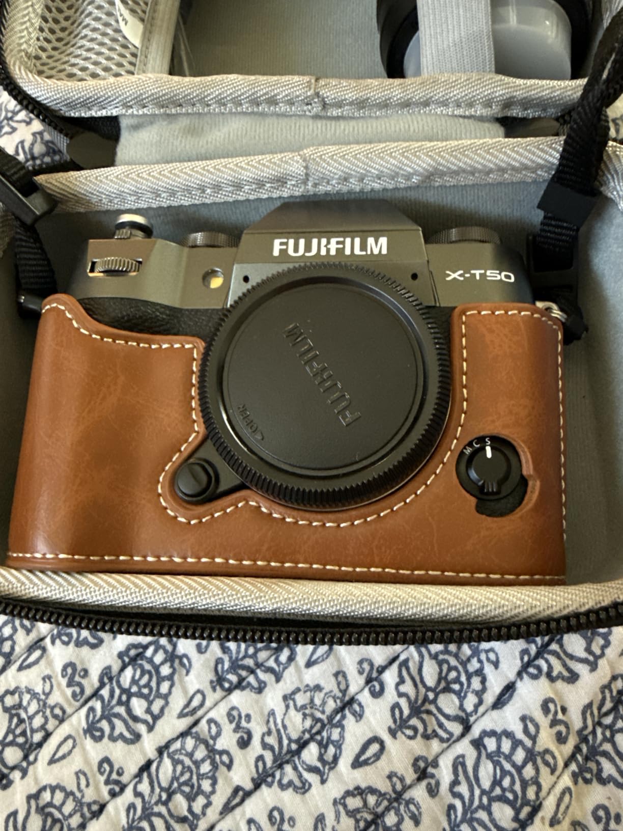 MUZIRI KINOKOO Case for Fuji XT50/X-T50 Camera - PU Leather Half Case for Fujifilm X-T50/Fuji XT50 Digital Camera with Opening Bottom and Hand Grip Design - Coffee customer photo 2