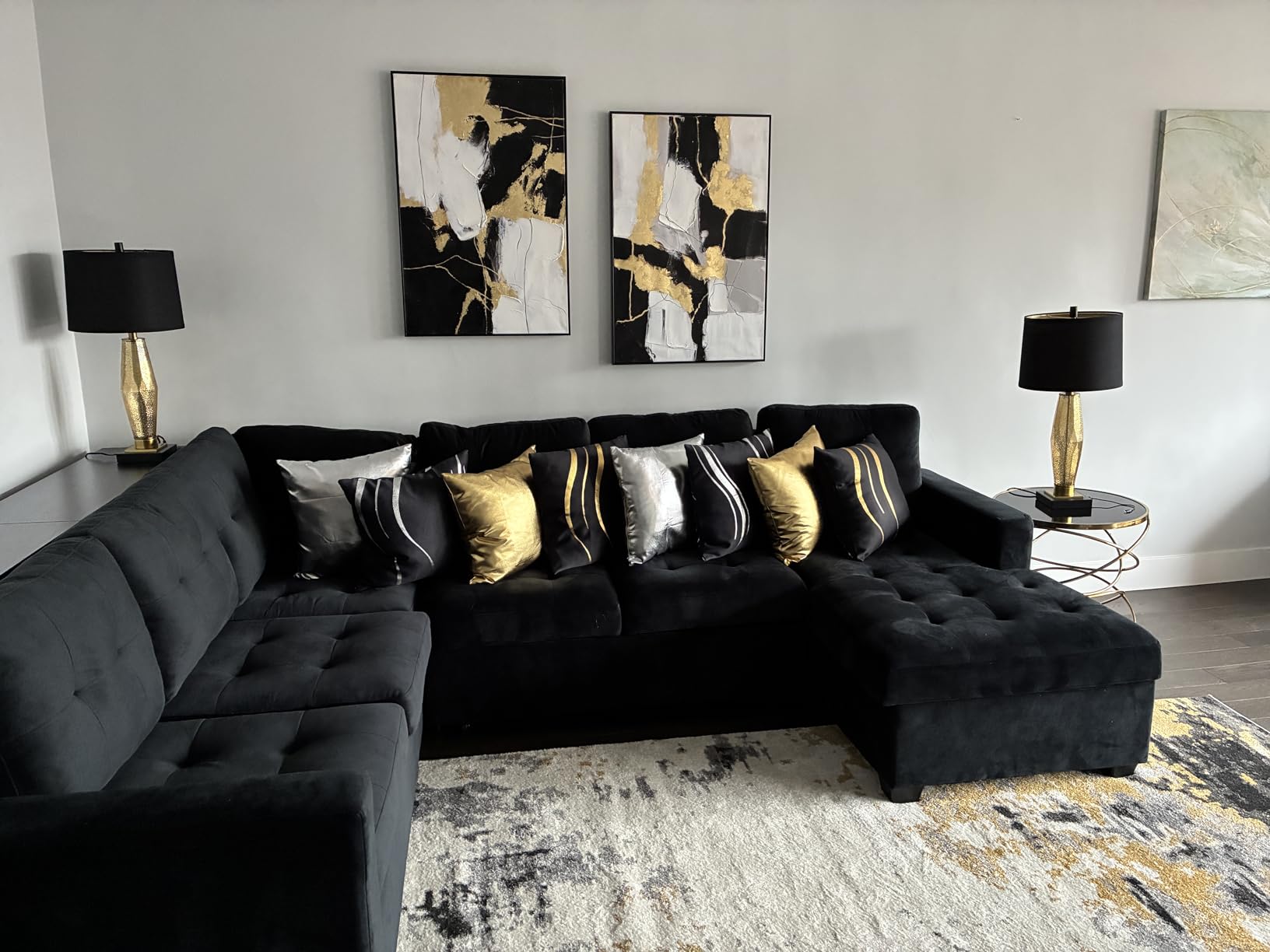SAFERRYHOME Neutral Abstract Grey and Black Wall Art Set of 2, 24