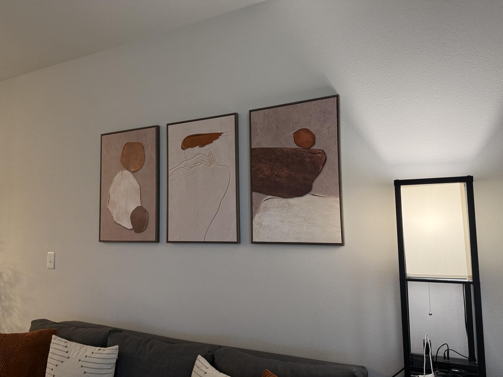 Framed Modern Minimalist Neutral Abstract Wall Art, Set of 3, Each 16x24 In | Black and beige pictures, Canvas prints, Wood frame, Artwork for walls, Wall decor for living room hallway bedroom office customer photo 2