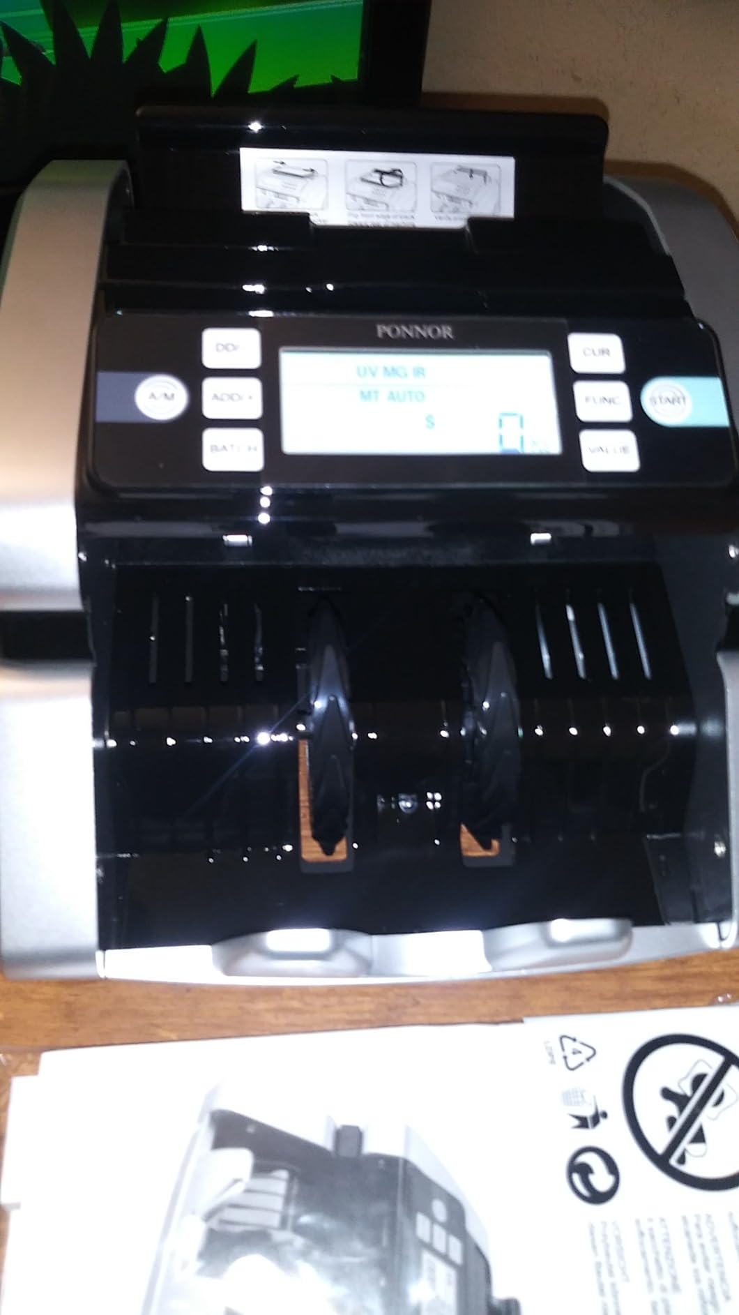 PONNOR N70 Mixed Denomination Money Counter Machine, Value Counting, Cash Counter with Three Displays, UV/MG/IR/MT Counterfeit Detection, Printer Enabled Bill Counter for Business customer photo 1
