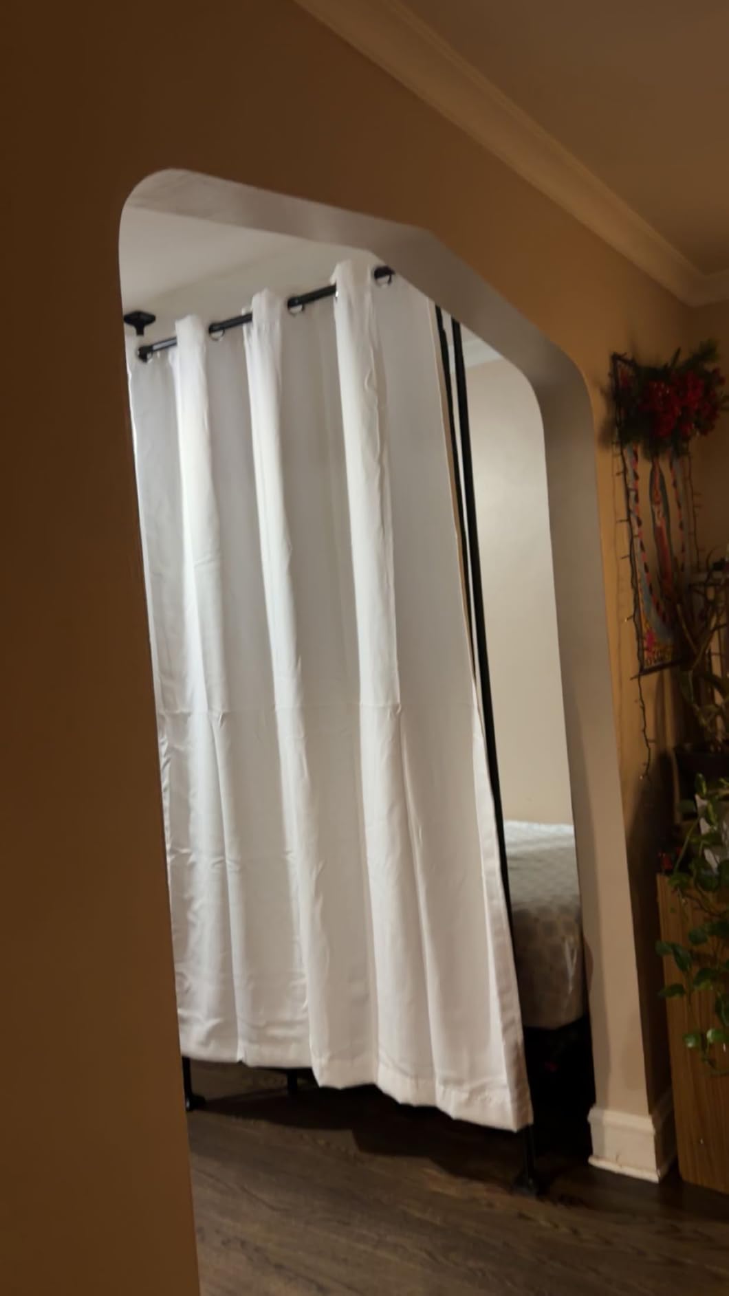 SUNALLY Room Divider for Separation 28-114in(W) Privacy Wall Divider, Black | No Drilling Curtain Rod 4-10ft(H) Adjustable, Floor to Ceiling Room Separator Freestanding Tension Rod for Space Partition customer photo 1