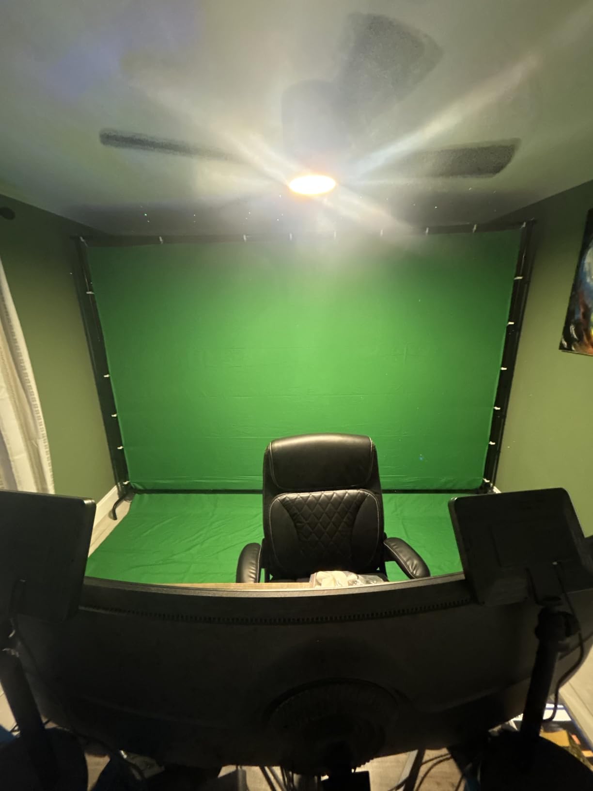 EMART 7x10ft Green Screen Backdrop Kit with Movable Stand, Large 9.5x9.5ft Photography Greenscreen Background Adjustable Frame with Wheels for Photo Shoot, Live Streaming, Video Recording customer photo 1