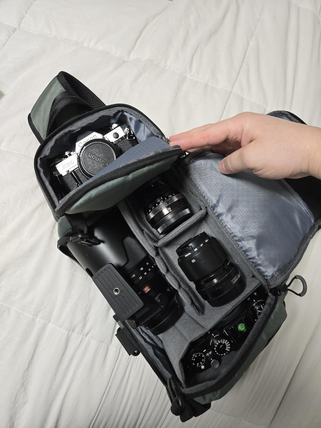 K&F CONCEPT Camera Sling Bag, Hardshell Camera Case with Tripod Holder | EVA Hardshell + Soft Foam, 10L Side Quick Access, Travel & Street, Shock+Water+Scratch Proof for Canon/Nikon/Sony/Fuji, BS07 customer photo 2