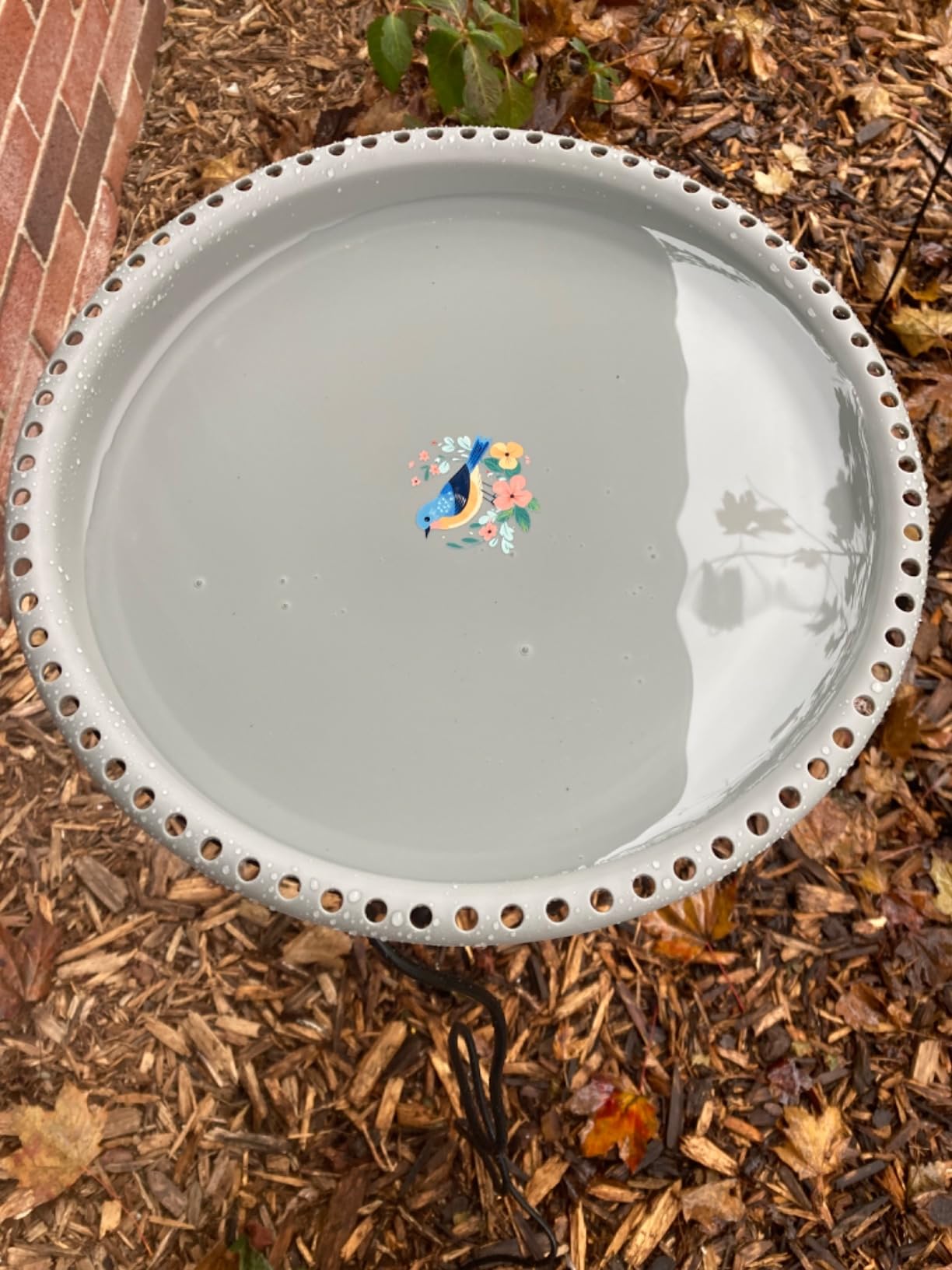 Daoeny Heated Bird Bath for Winter, Upgraded 100W Heated Bird Baths for Outdoors Thermostat Control with 5-Prong Metal Base, Heated Bird Bath for Outside Winter Garden Patio Yard Lawn (Blue) customer photo 1