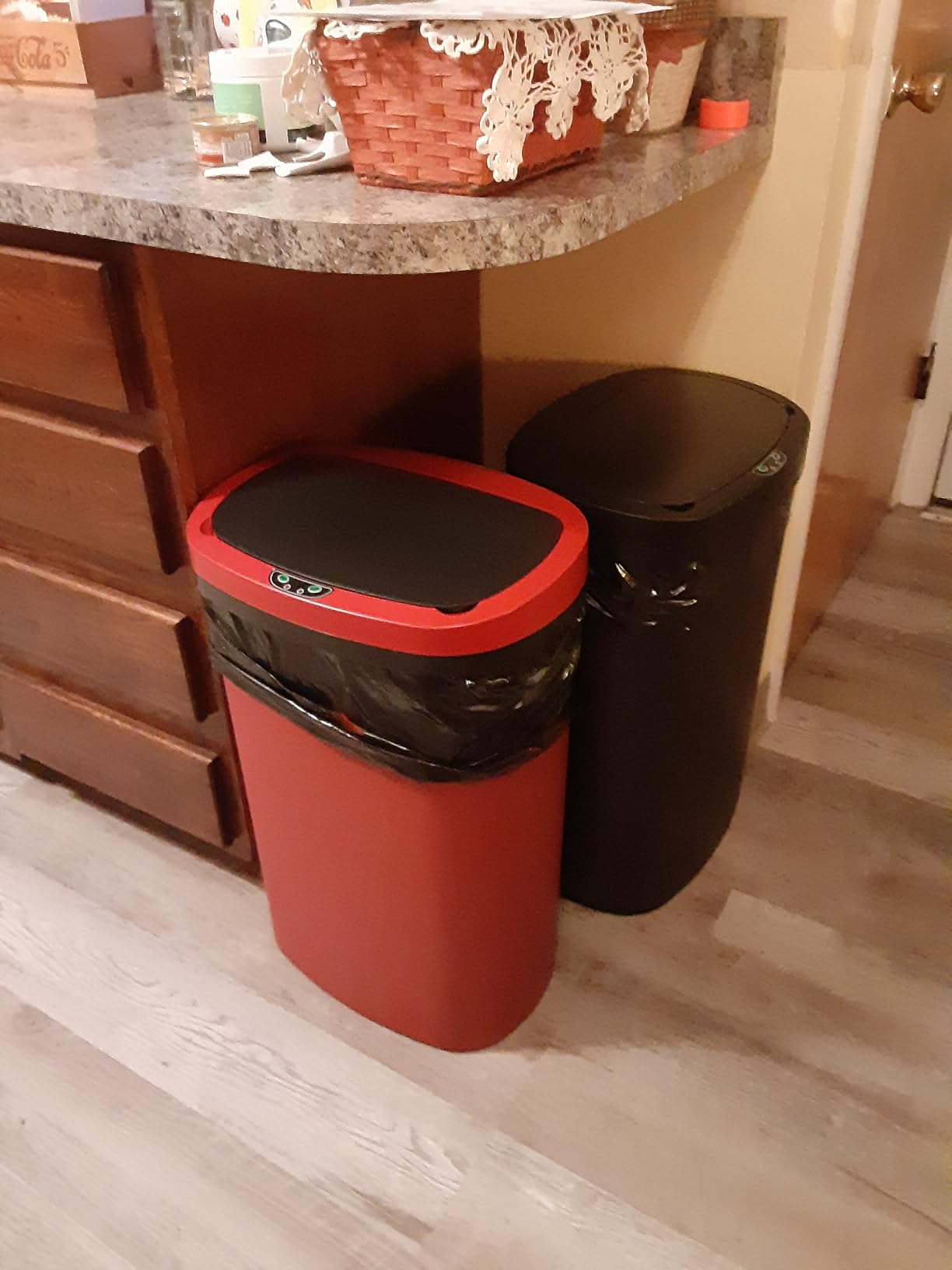 PayLessHere | 13 Gallon Plastic Trash Can | Black | Pack of 1 | Automatic Touchless Lid with Motion Sensor | Kitchen Garbage Can with Waterproof Design | for Home, Office, Bathroom customer photo 1