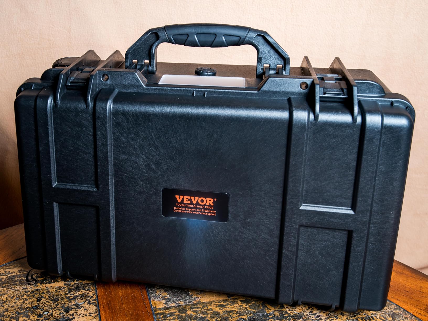 VEVOR Weatherproof Hard Case, Heavy Duty Protective Dry Box with Pre-Cut Foam, Wheels & Retractable Pull Handle for Travel, Hunt, Military, Tactical, IP67 Waterproof Case for Cameras (21.7*13.4*9.5