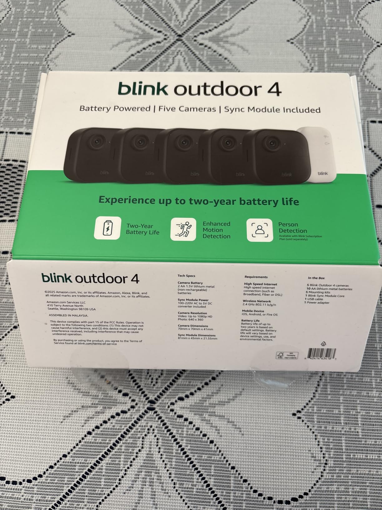 Blink Outdoor 4 - Wireless smart security camera, two-year battery life, 1080p HD day and infrared night live view, two-way talk. Sync Module Core included - 5 camera system customer photo 2