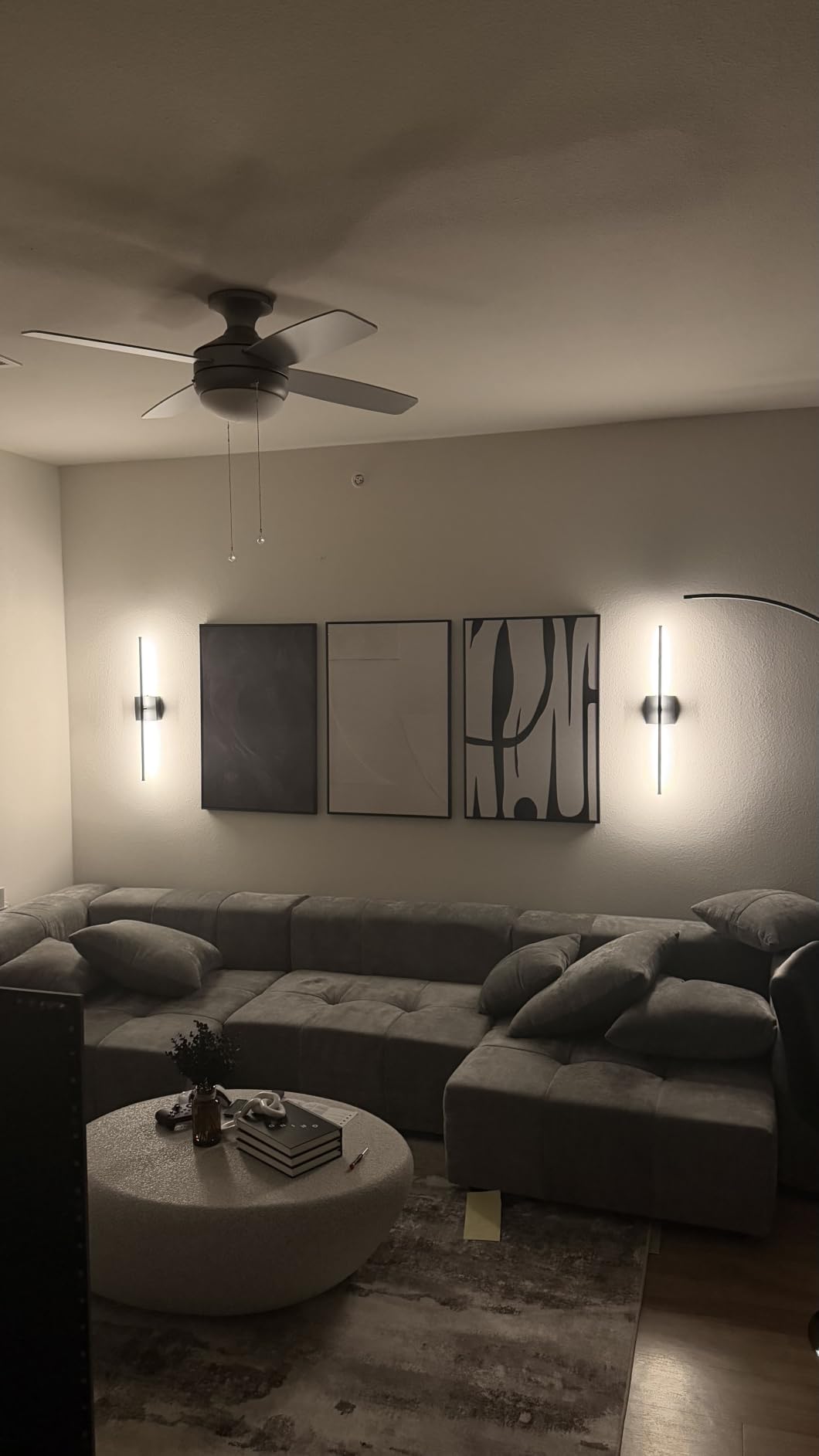 Framed Black and White Neutral Abstract Wall Art set, 3 Piece Canvas Prints | Black White Brown Paintings, Modern Artwork for Walls, Minimalist Pictures, Living Room Bedroom Office Wall Decor 16x24 Inch customer photo 1