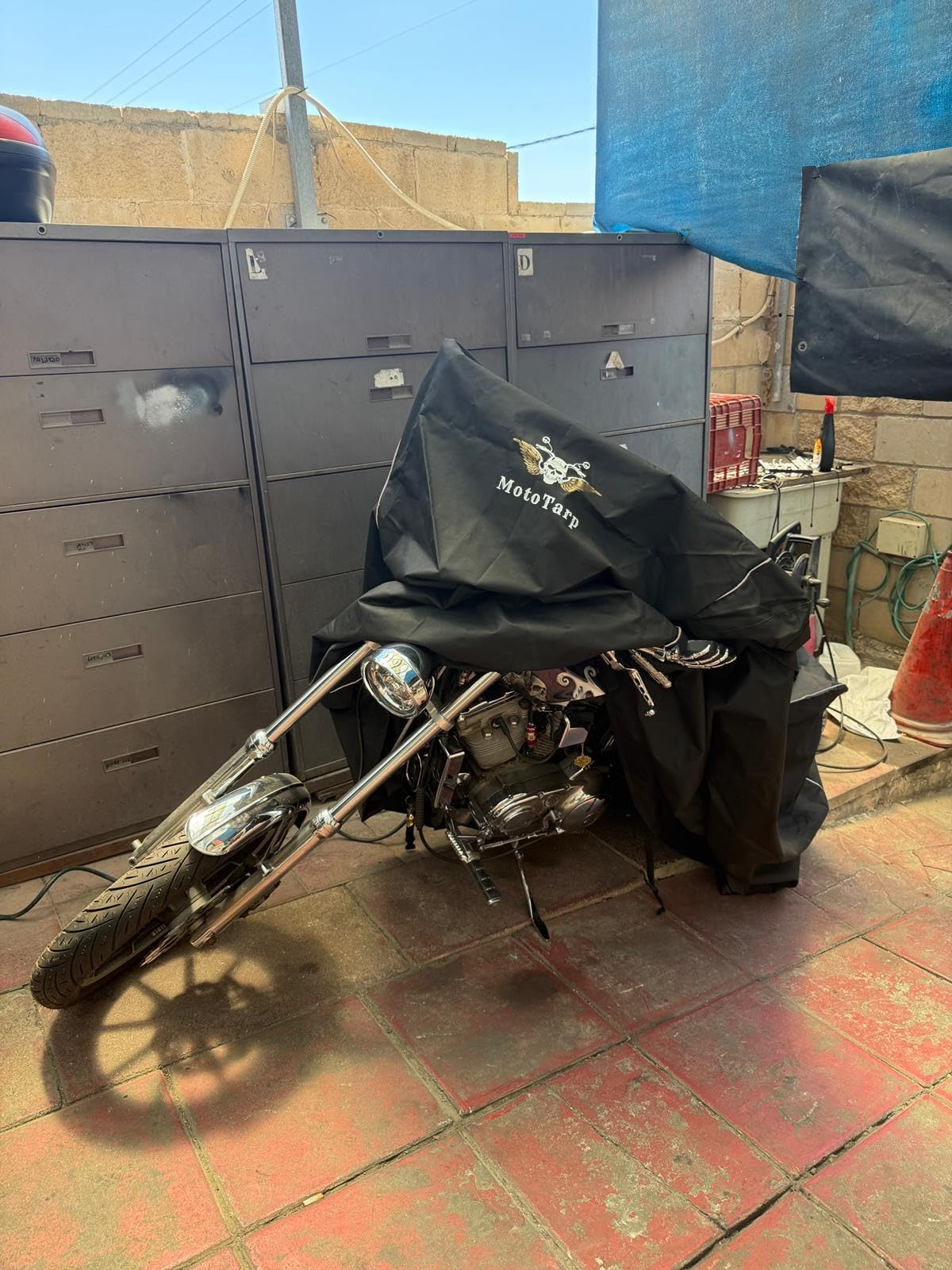 600D Heavy Duty Motorcycle Cover Waterproof Outdoor Storage All-Season Weatherproof Protection with Air Vents, Exhaust Heat Shield, Wheel Lock Slots & Reflective Strips customer photo 1