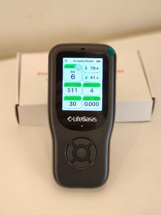 LifeBasis Air Quality Monitor Indoor, 11-in-1 Air Quality Detector with Stand, Air Meter Test AQI, PM1.0, PM2.5, PM10, CO2, TVOC, HCHO, Particles, Temperature and Humidity with Alert customer photo 2