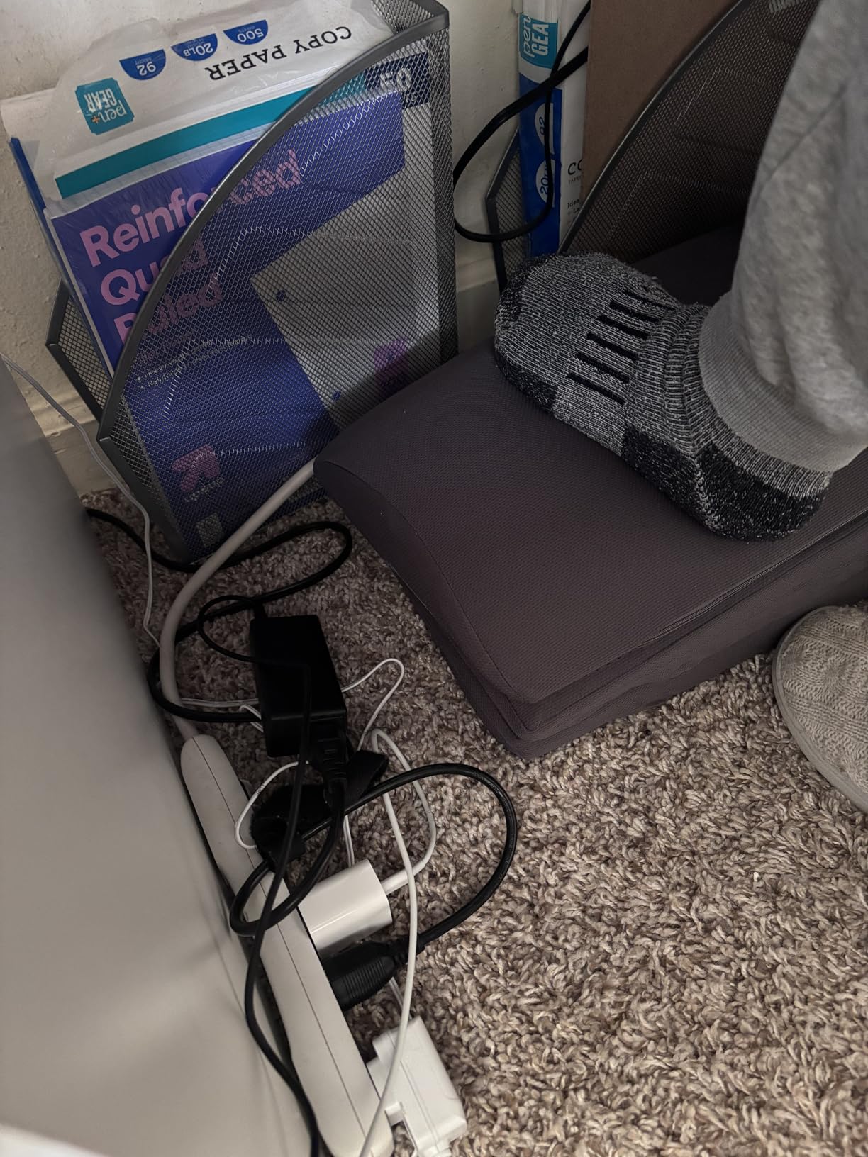 TranquilRelax Foot Rest for Under Desk at Work, Gaming Accessories Foot Stool with 3 Adjustable Heights & Washable Cover, Comfortable Office Desk Accessories, Footrest for Office, Home and Car (Black) customer photo 2