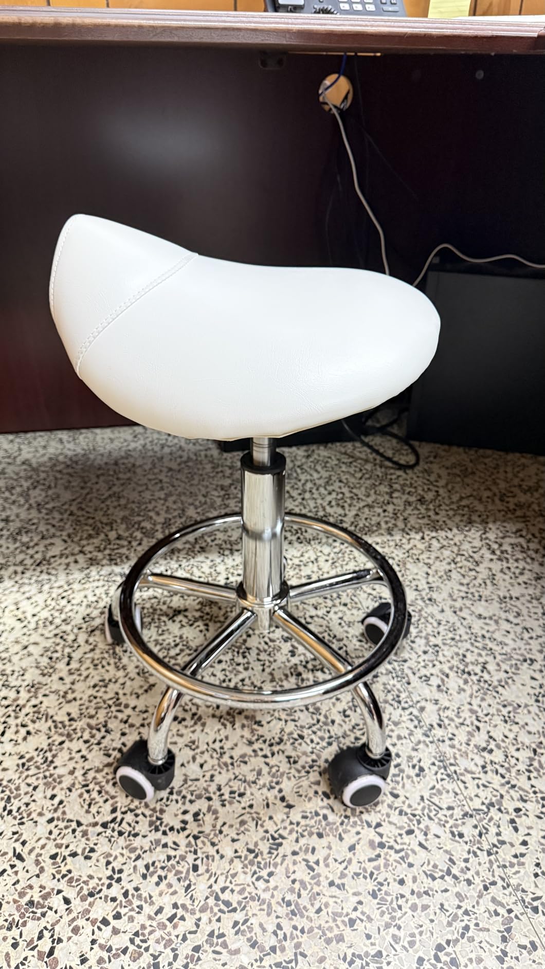 YEEZEE Saddle Stool Ergonomic, Saddle Chair with Wheels, Dark Black | Comfortable Wide Thick Saddle Seat Padding, 360°Swivel, Adjustable Height, Ring Pedal Design customer photo 1