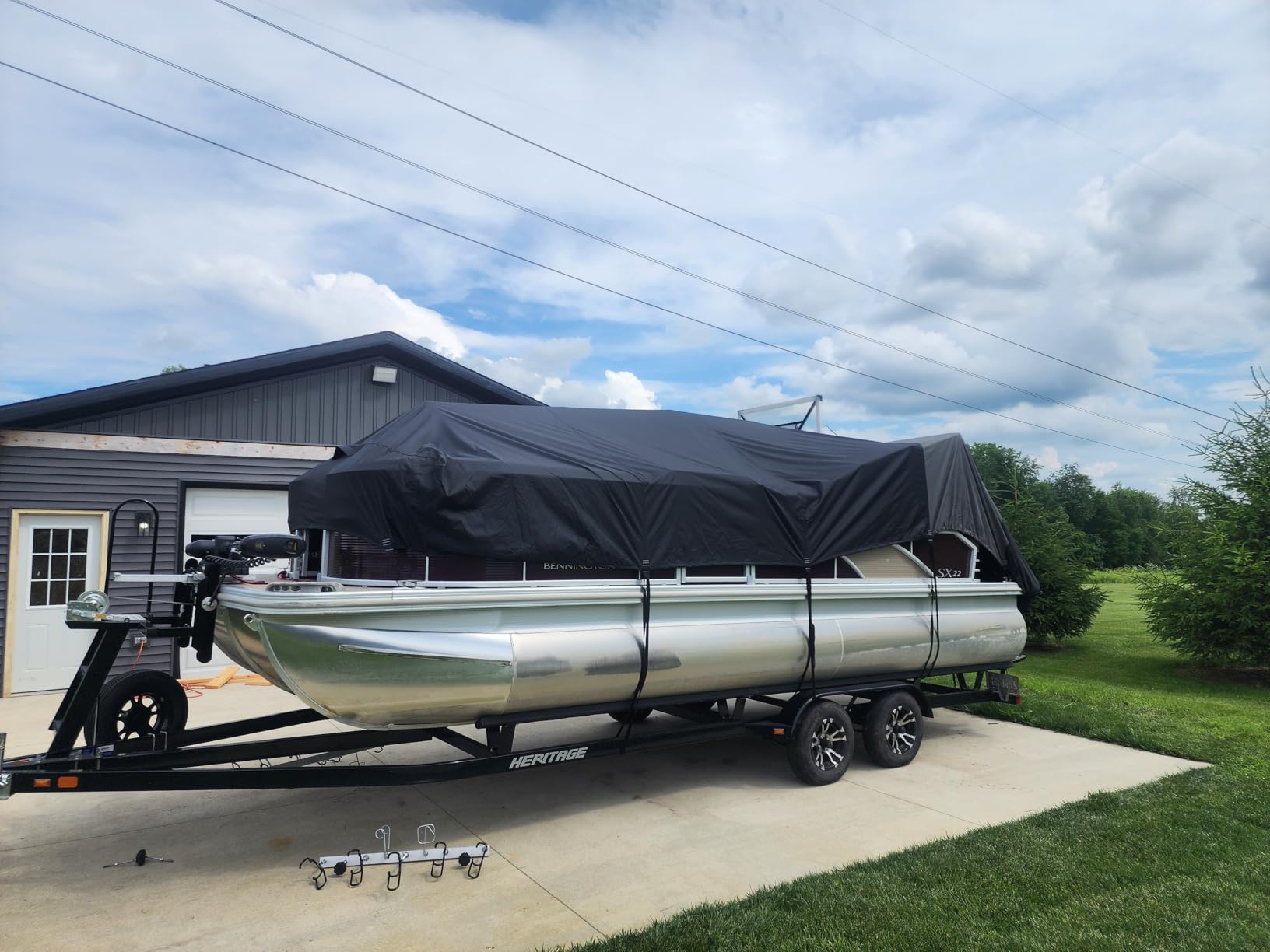 5-Ply 1600D+1200D Pontoon Boat Cover, 21'-24' | Fully Waterproof & Durable Tear-Resistant Cover for Trailerable & Mooring, Large Storage Bag & Reinforced Windproof Straps customer photo 2