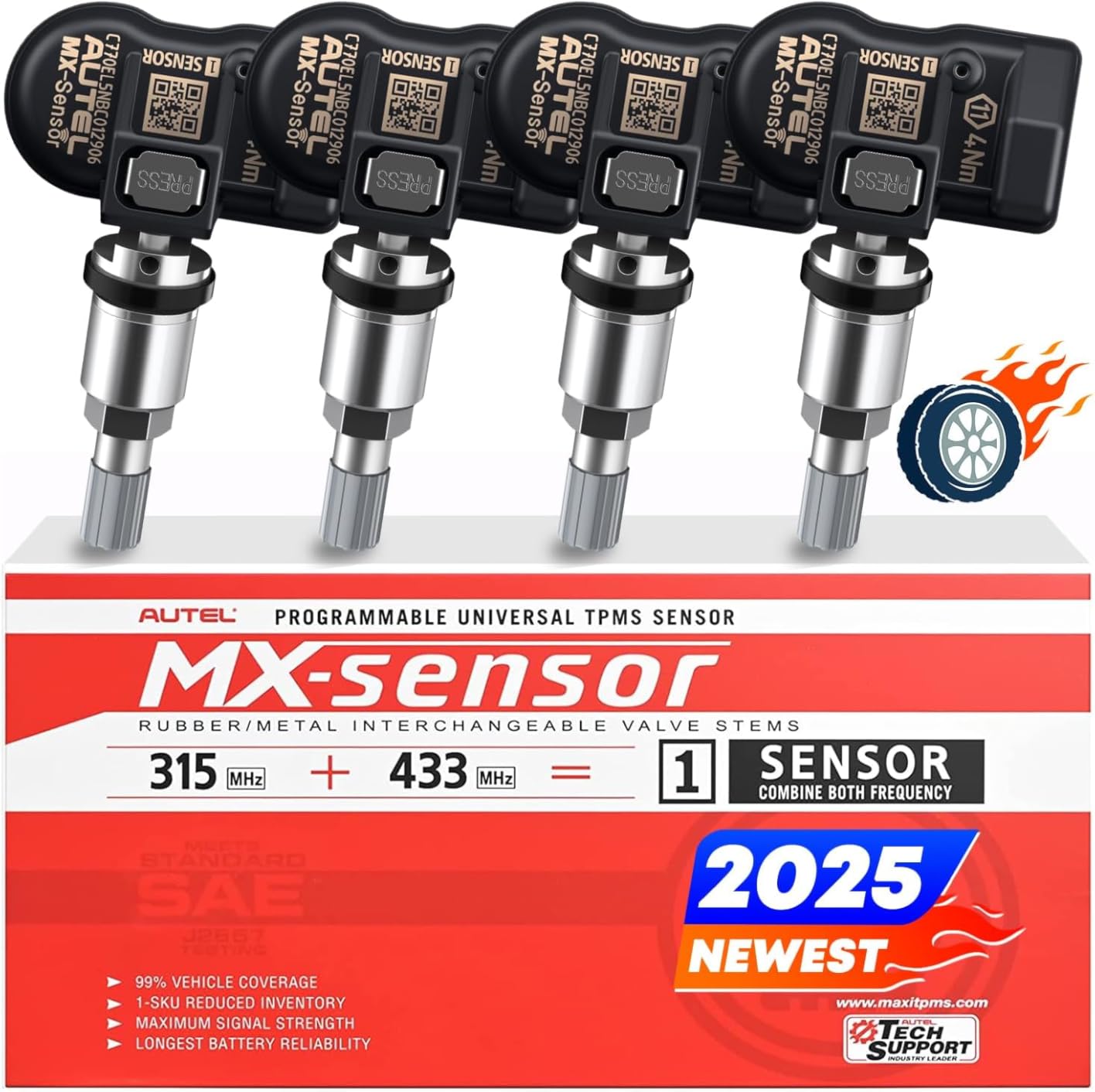 Autel TPMS Sensor Set of 4, MX-Sensor 2in 1 315MHz+433MHz Press-in Sensors | TPMS Universal Programmable Sensor, OE-Level 100% Cloneable by Autel TPMS Tool TS408S TS501 TS508WF TS601 (4PCS Metal Stem) customer photo 2