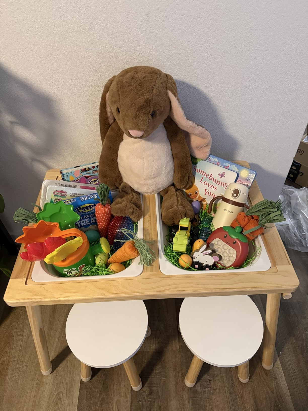 VEVOR Sensory Table and Chairs Set, Toddlers Activity Table with 2 Stools, 2 Storage Bins & Paper Roll Holder, Indoor/Outdoor Play Sand and Water Table, Wooden Kids Sensory Table customer photo 1