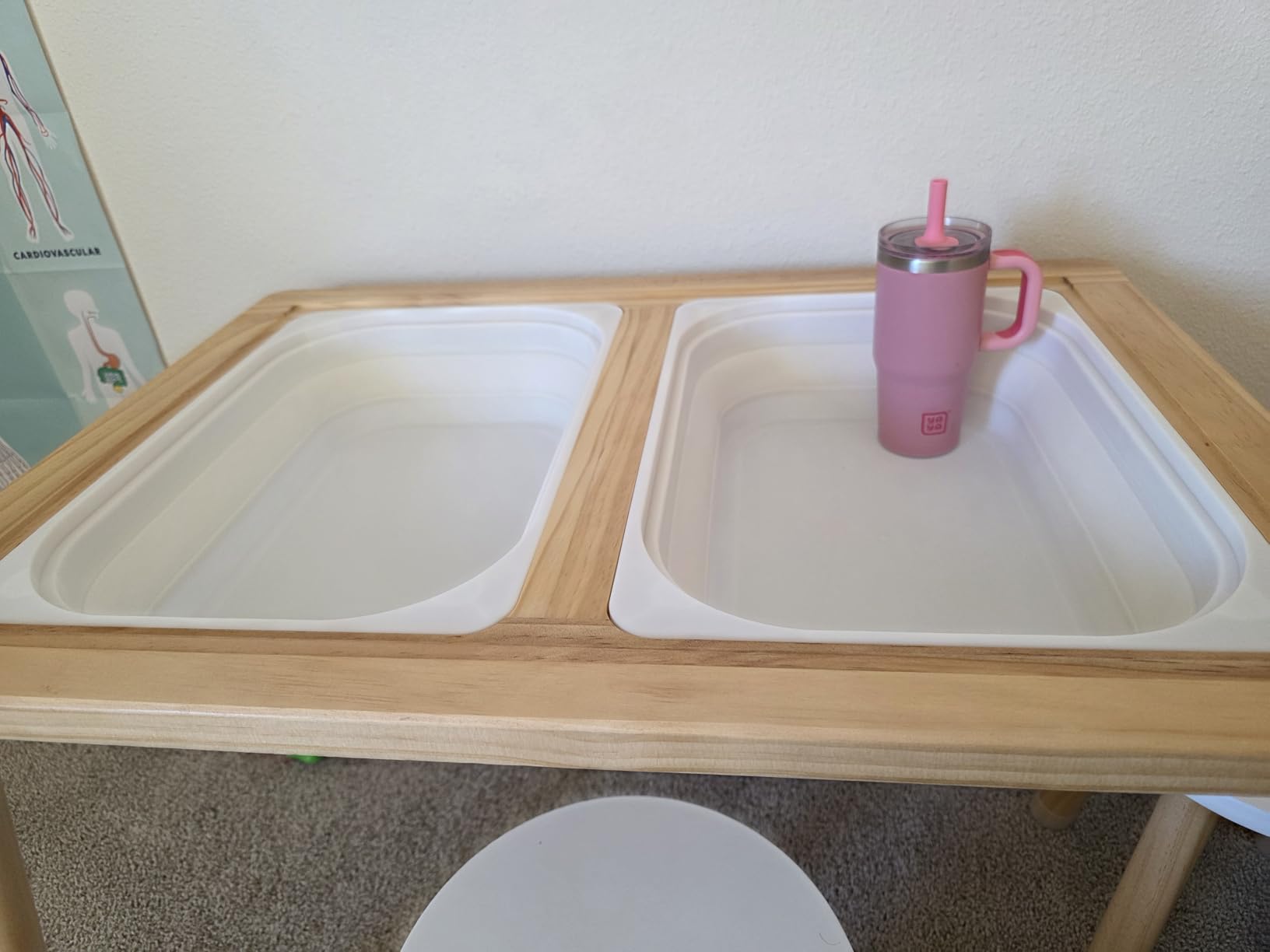 VEVOR Sensory Table and Chairs Set, Toddlers Activity Table with 2 Stools, 2 Storage Bins & Paper Roll Holder, Indoor/Outdoor Play Sand and Water Table, Wooden Kids Sensory Table customer photo 2