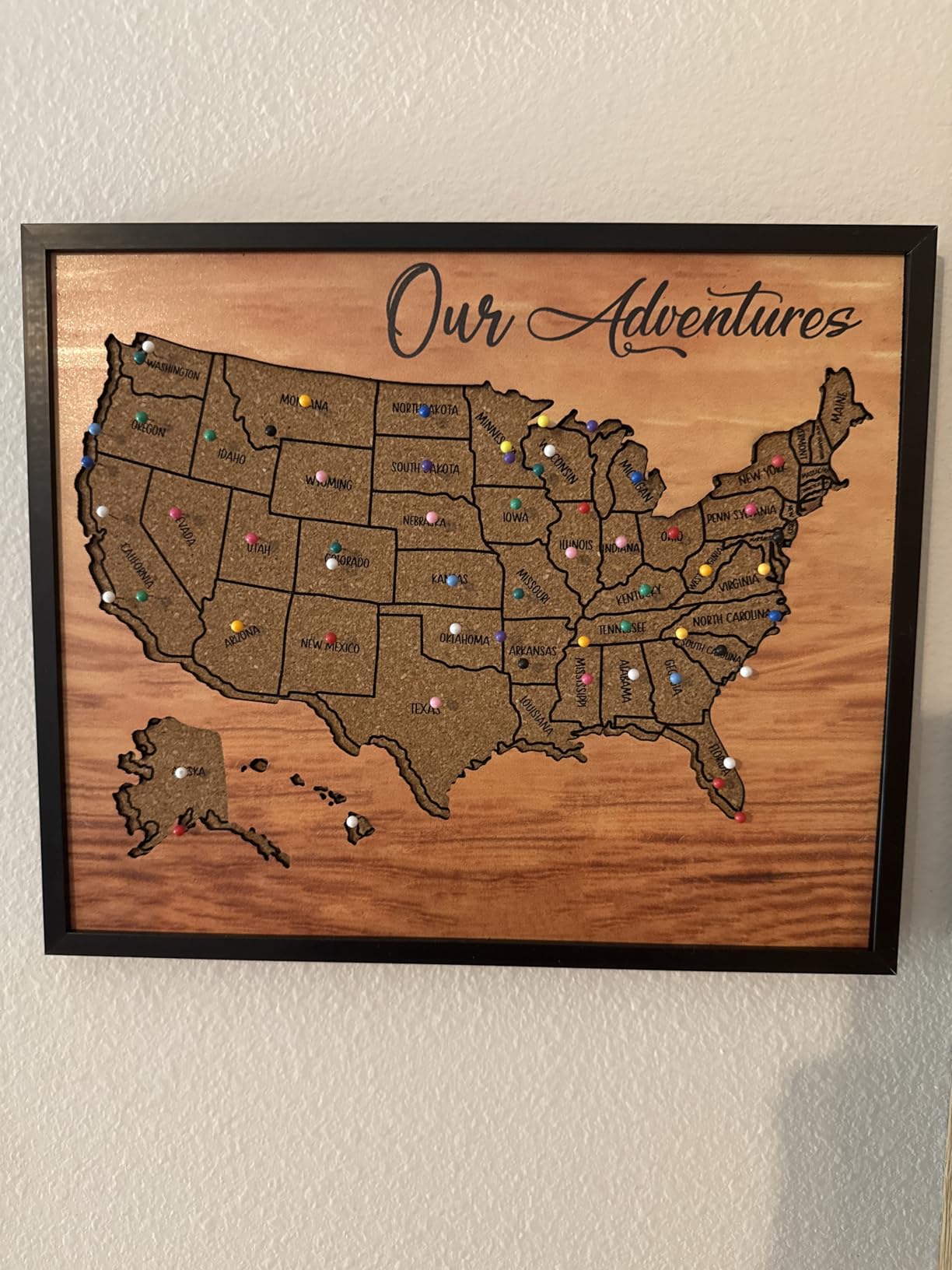 flinelife Cork Board Usa Travel Map With Pins, 13x11, Medium Size, Map of United States, Perfect For Couples and Families Gift customer photo 2