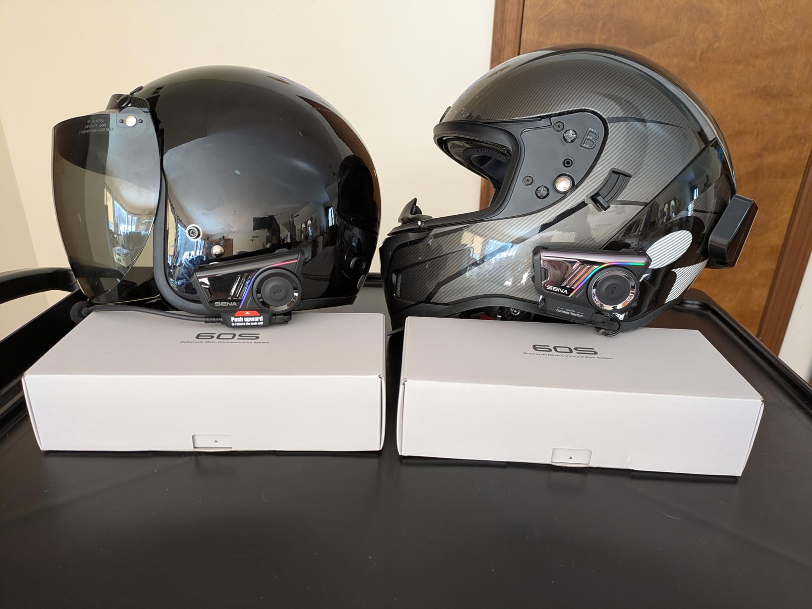 Sena 60S Motorcycle Communication Headset with Wave, Mesh 3.0, and Bluetooth Intercom, IPX7 Waterproof, 24 hr Battery, 2 km Range, 2nd Generation Sound by Harman Kardon Helmet Comms System, Dual Pack customer photo 1